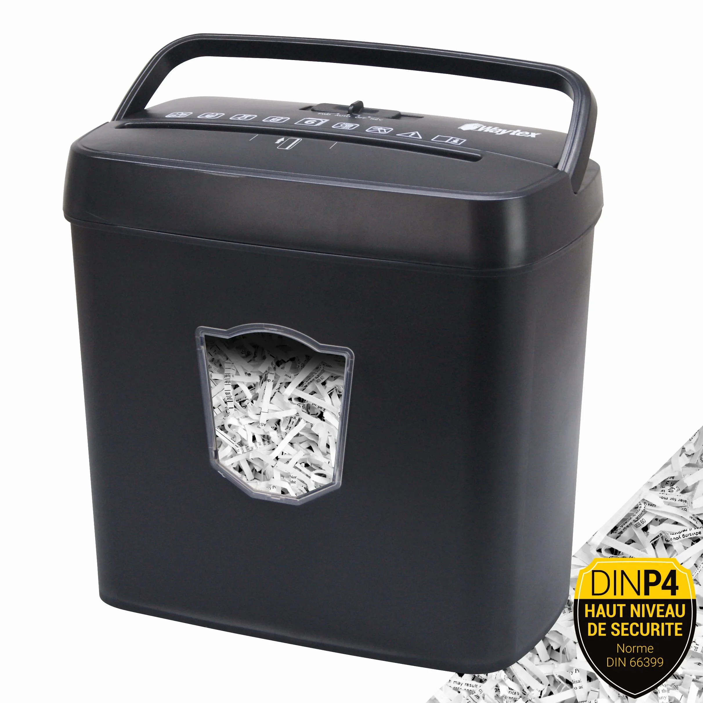 Waytex Destructeur de Documents Coupe Croisée 6 Feuilles bac 12,5 litres
