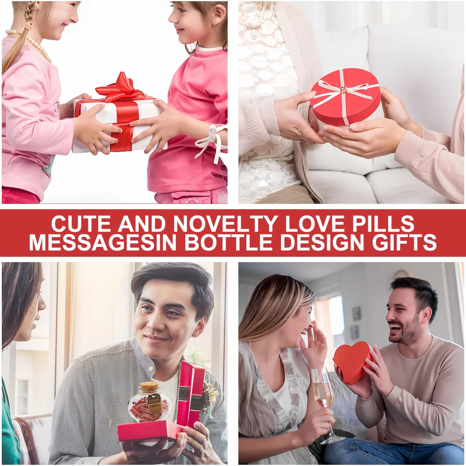 Capsule Letters Message in a Glass Bottle 50PCS Love Romantic Gifts for Boyfriend Girlfriend Valentine's Day Red