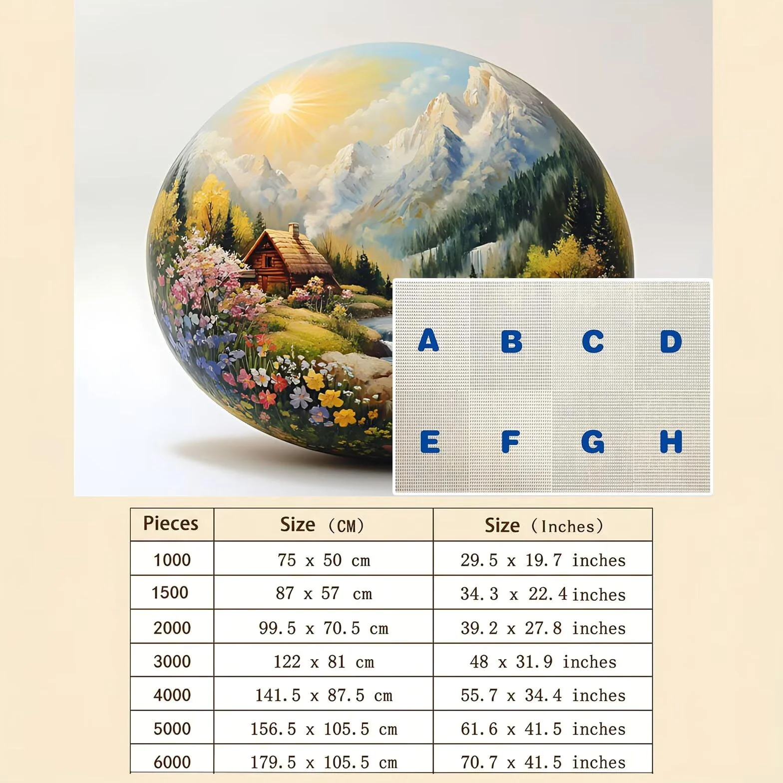 Paysage œuf de Pâques Puzzle 1000 Pièces pour Adultes, Format 75 x 50 cm, Challenge Casse-Tête de Famille, Loisirs Créatifs et Relaxation, Pièces Robustes avec Lettres au Dos, Décor Murale f0-503