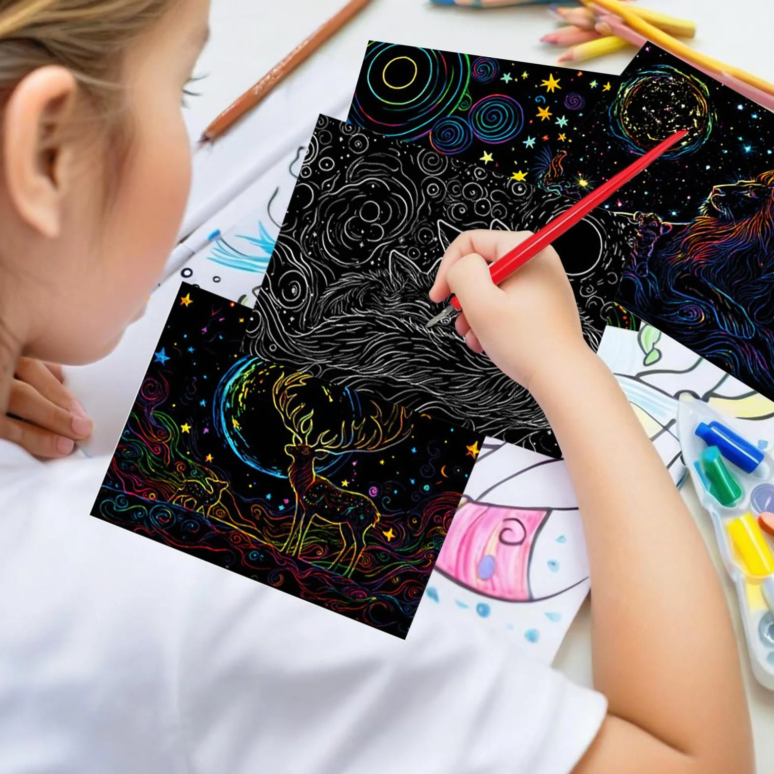 Carte à Gratter - Scratchboard Art - Activités Créatives pour Décorer Chambre, Salon, Bureau
