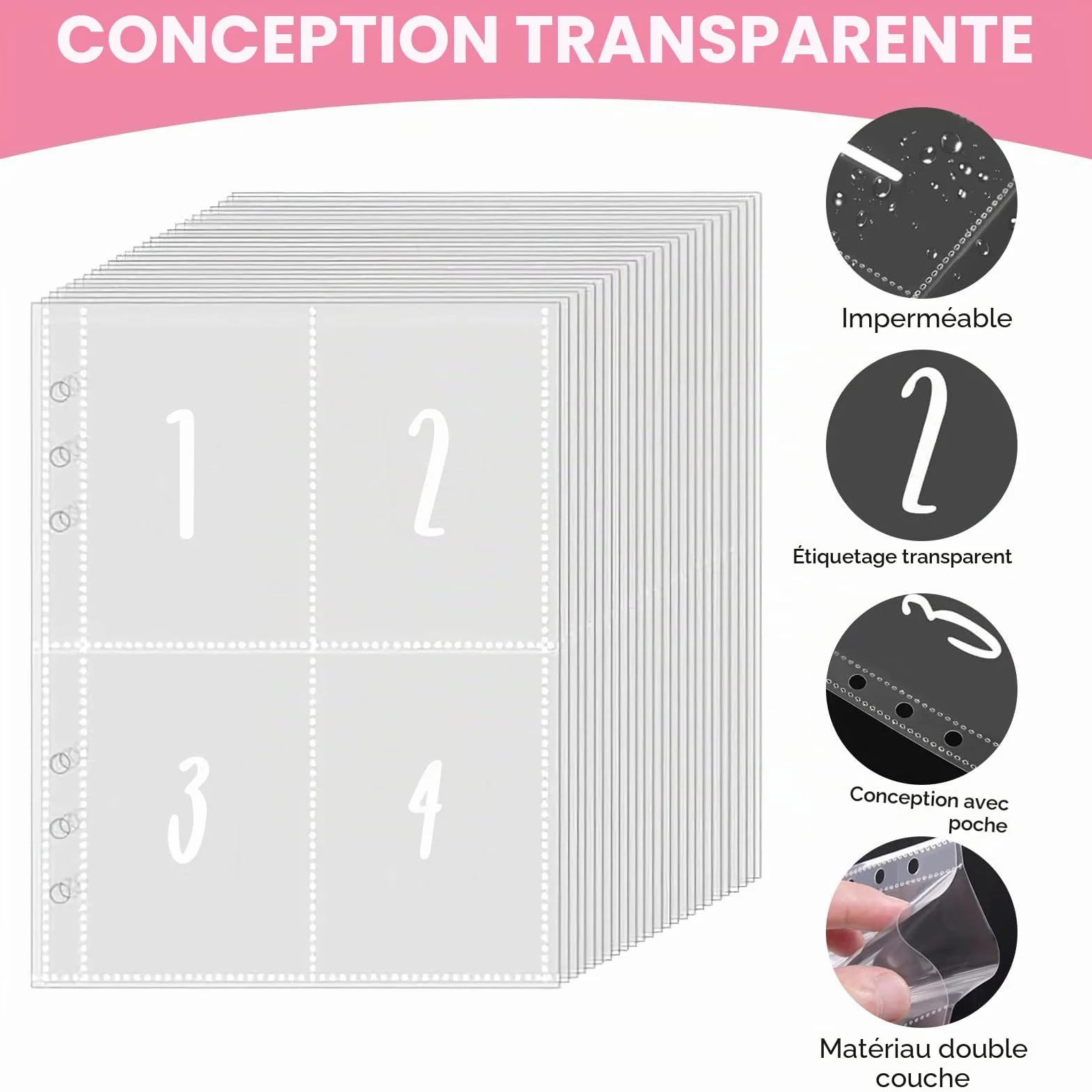 Planificateur de Budget 100 Enveloppes A5 Portefeuille Économie 5050 (Rose)
