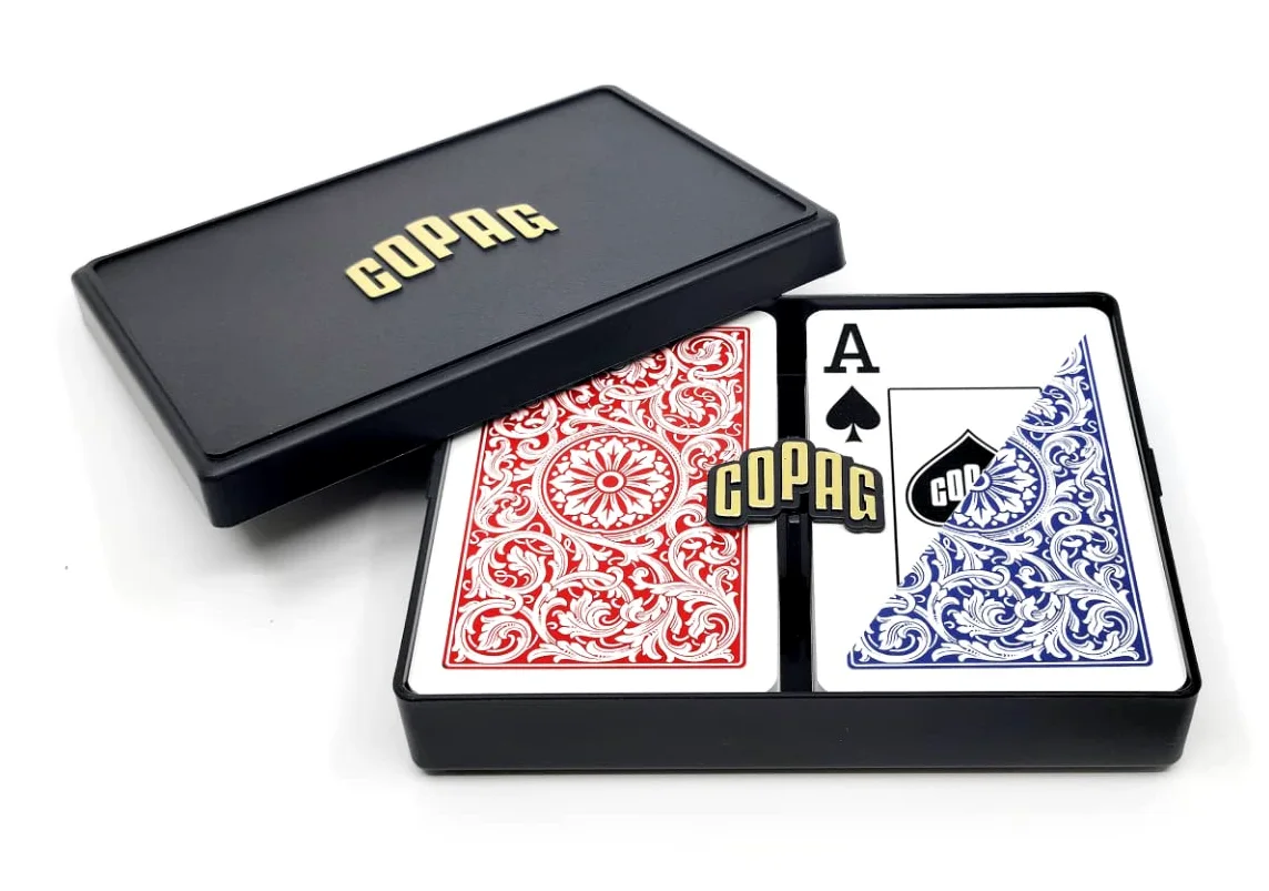 Copag 1546 Design Lot de 6 jeux de cartes 100 % plastique Rouge/bleu