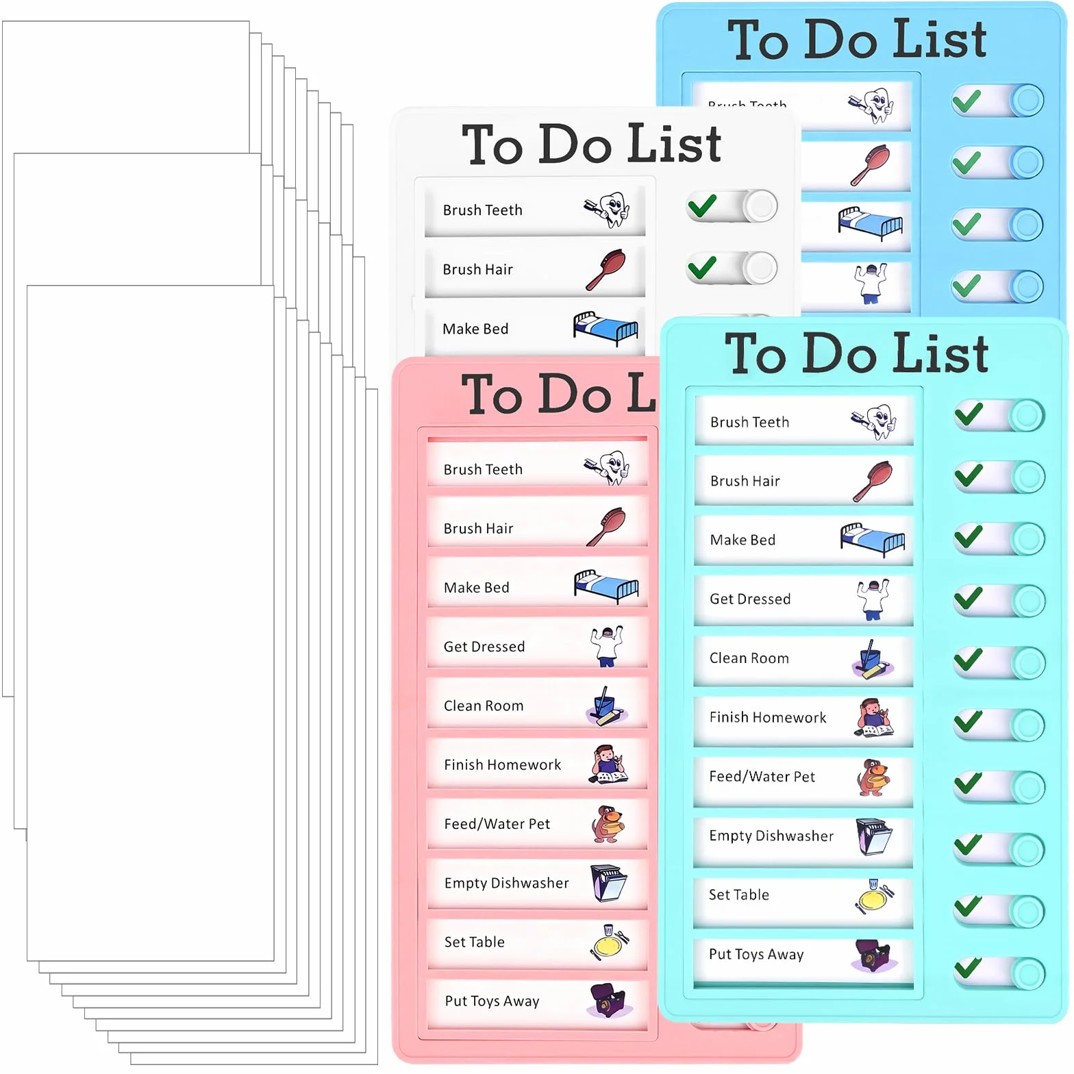 Tableau Routine Enfant 4 Pièces To Do List avec 30 Feuilles de Papier Vierge