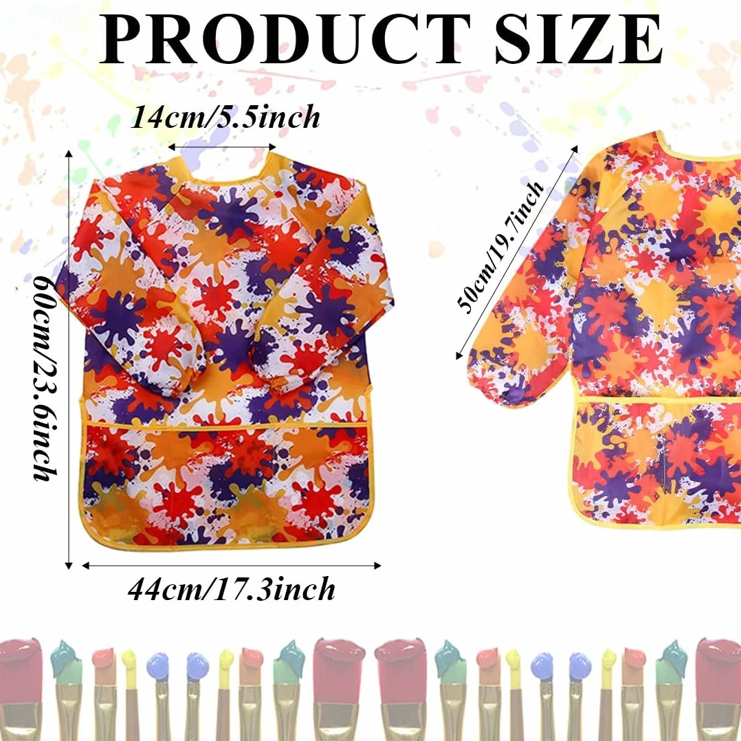 Tablier Peinture Enfant Imperméable Manches Longues Blouse d'Art 2-8 Ans Garçon Fille