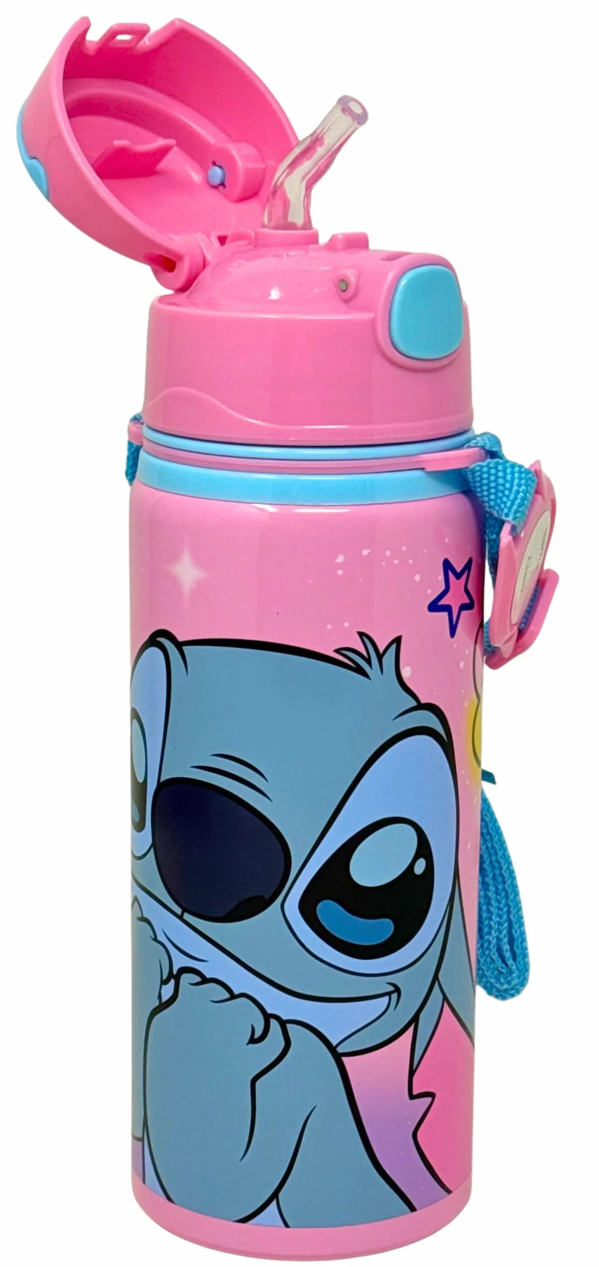 Gourde Enfant Fille Stitch 600ml Bouteille Eau Aluminium Paille Anti-Fuite Sans BPA