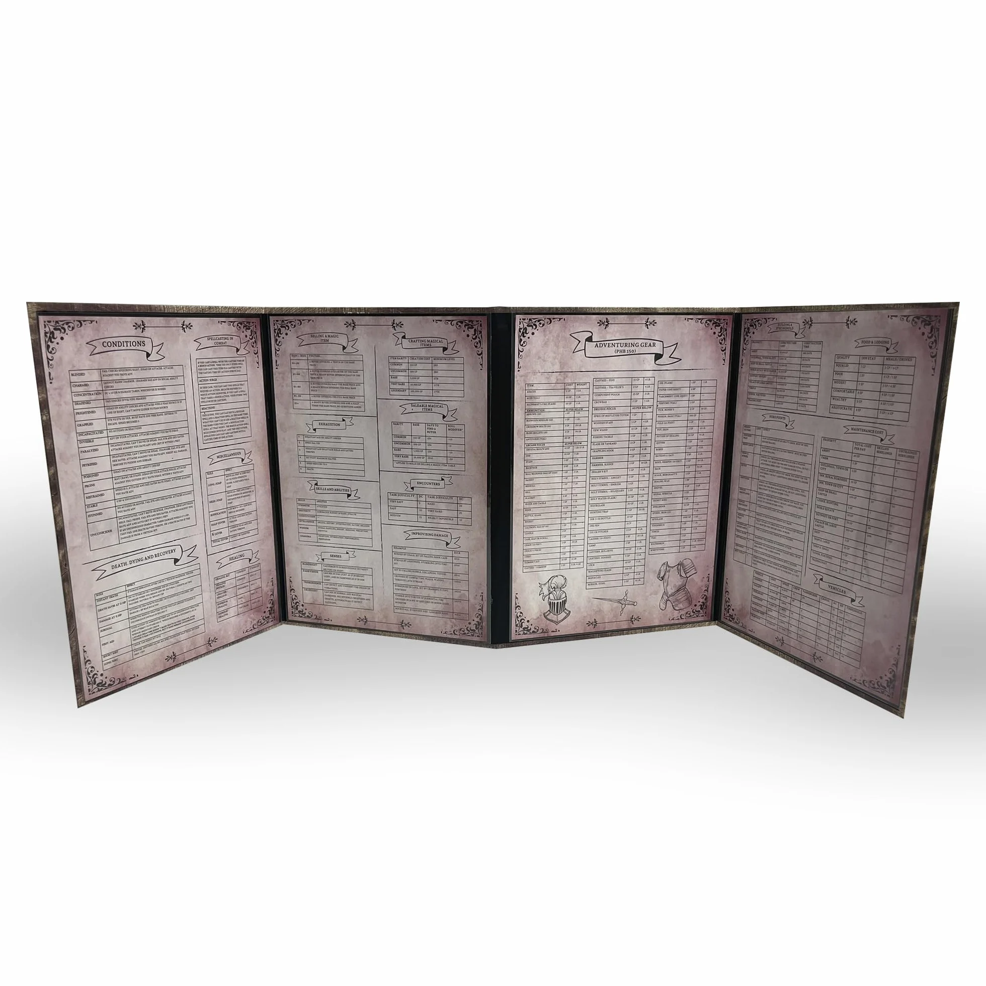 Ecran Maitre du Jeu Dungeon Master DOJA Hobbies DM Screen Pliable 4 Panneaux Finition Lisse avec Inserts Personnalisables
