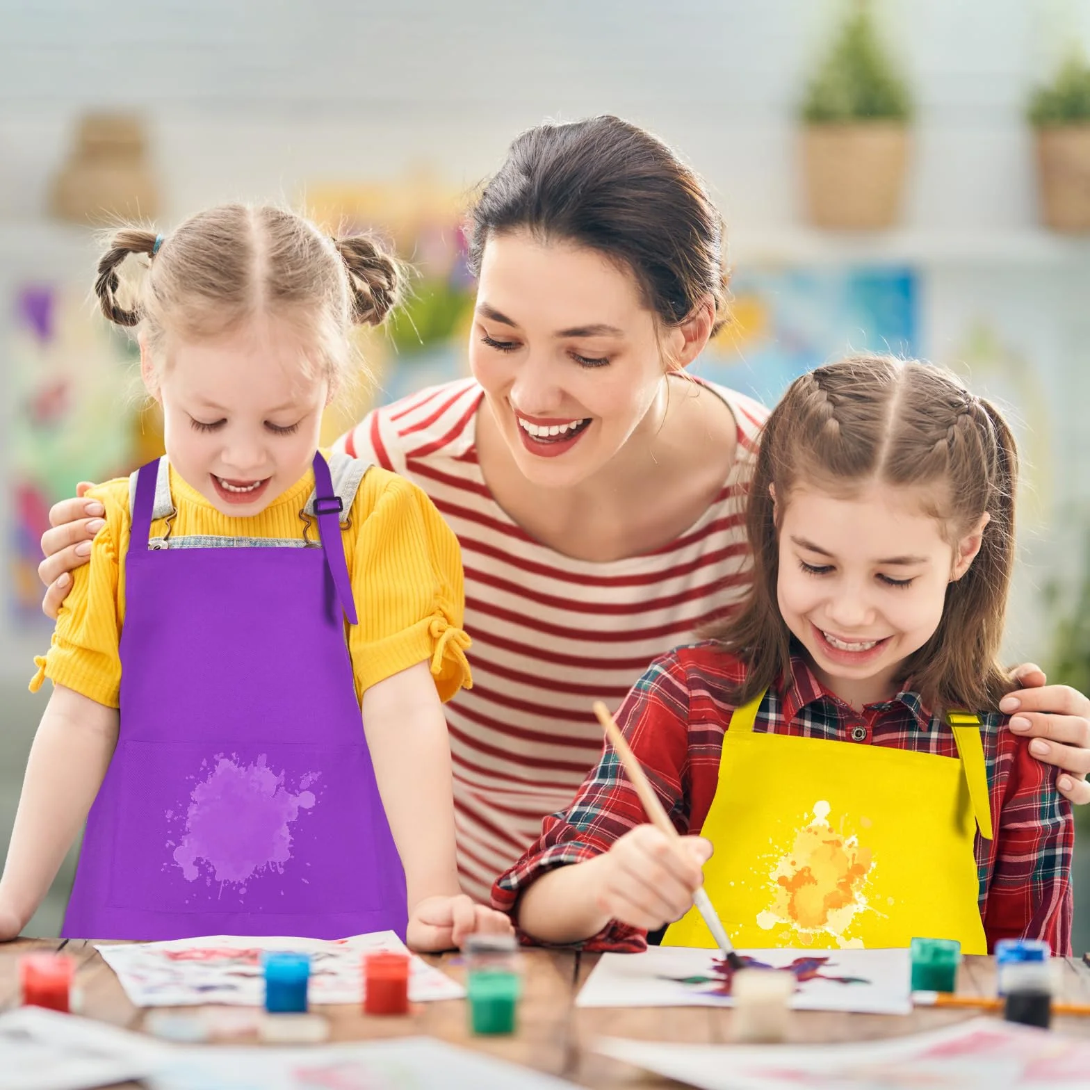 Tabliers de chef réglables pour enfants avec 2 poches - Lot de 5/10/20