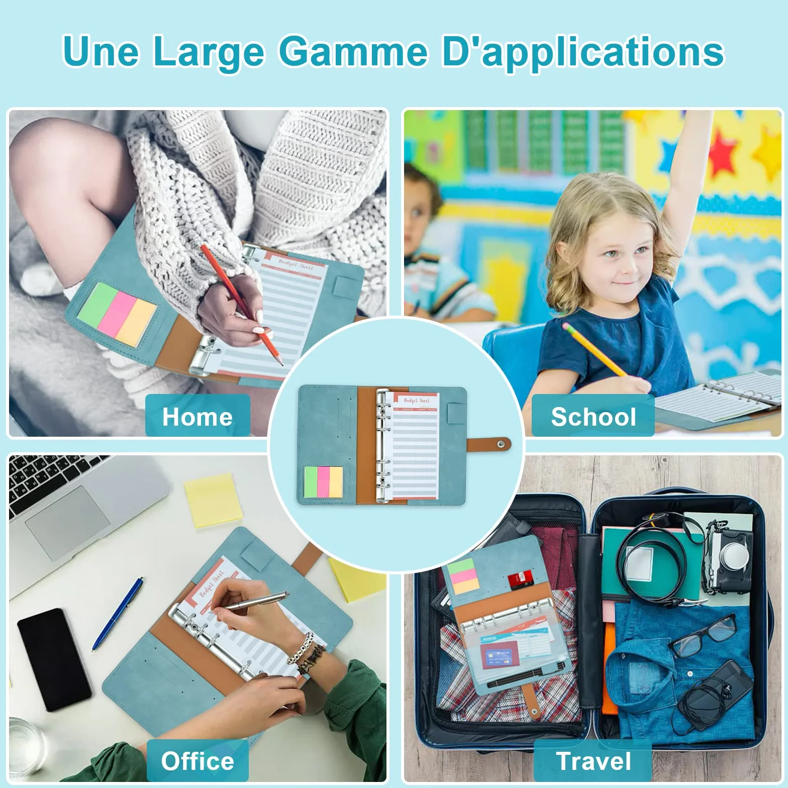 Carnet Budget A6 Avec Pochettes Organisateur D'espèces et de Billets pour Économiser de l'argent, Lac Bleu