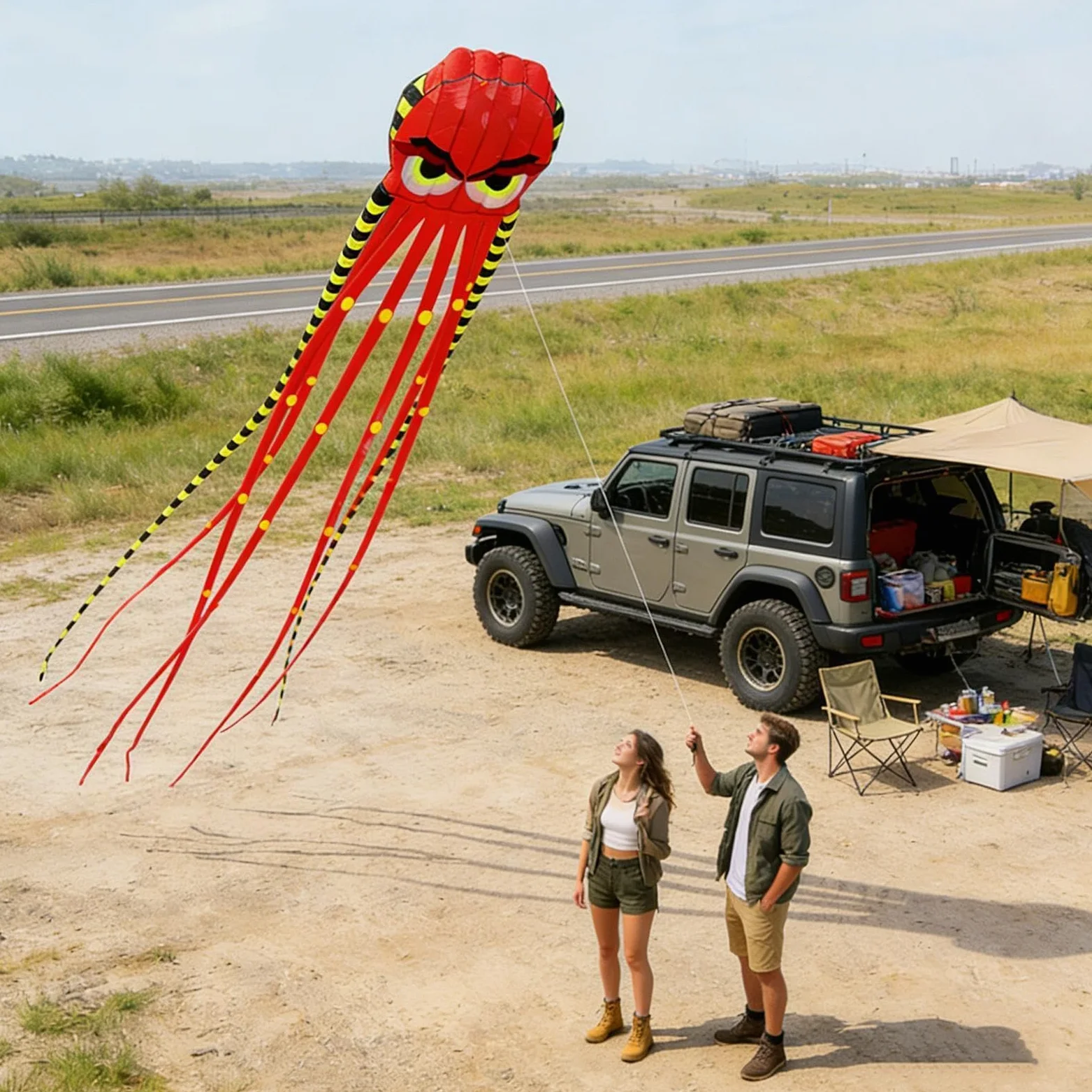 Cerf-volant pieuvre de 7,8 m pour adultes et enfants, grand prisme 3D en plein air avec longue queue pour voler à la plage, s'amuser dans la cour, voyages d'été, utilisation de fête | Easy Control
