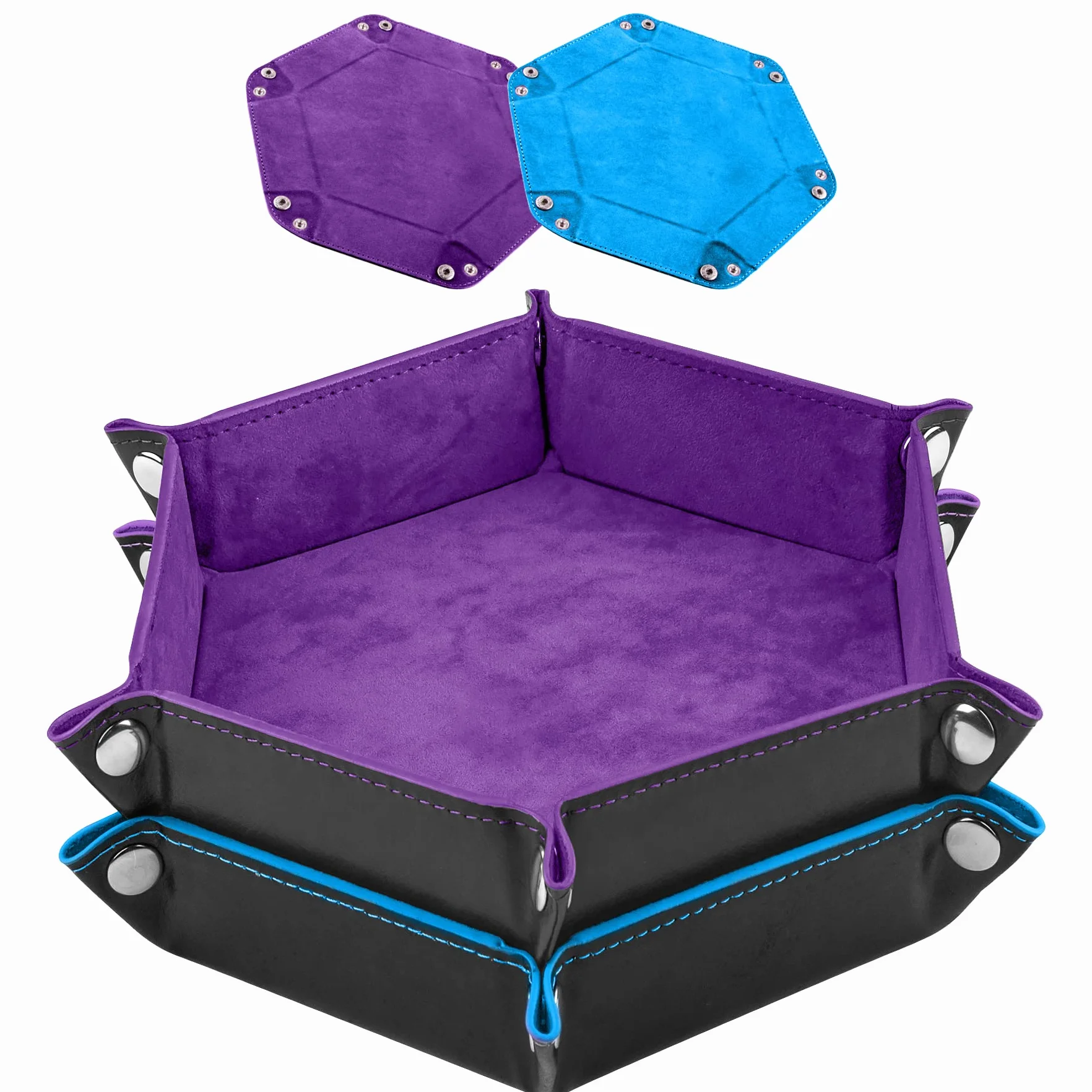 SIQUK 2 Pièces Plateau de Dés Pliable Cuir Velours pour Jeux de Table DND RPG (Violet, Bleu Ciel)