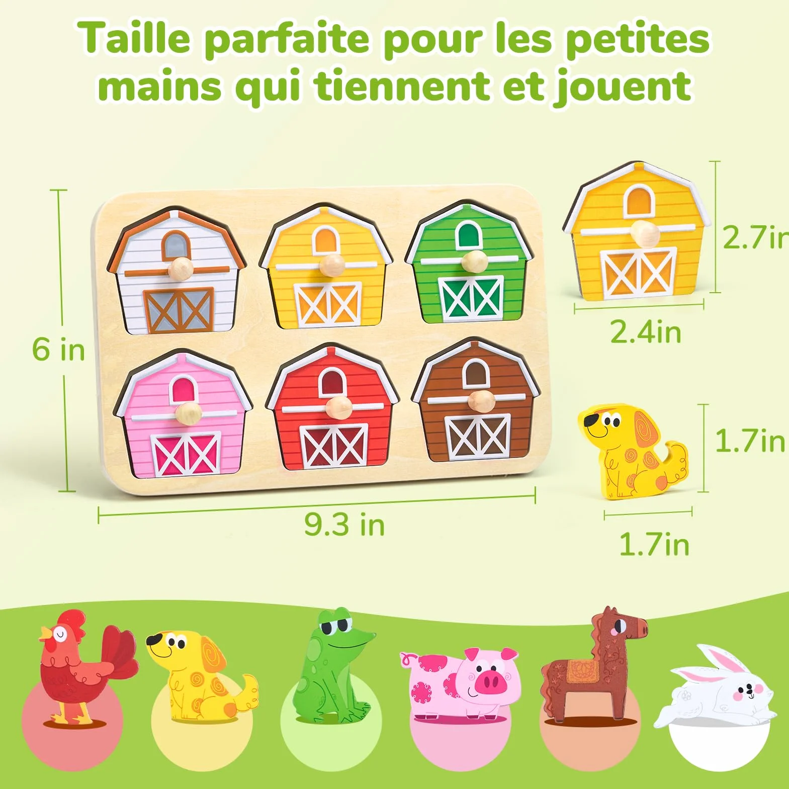 JoyCat Puzzle en Bois Animaux de la Ferme Montessori 1 2 3 Ans Jouet Educatif Enfant