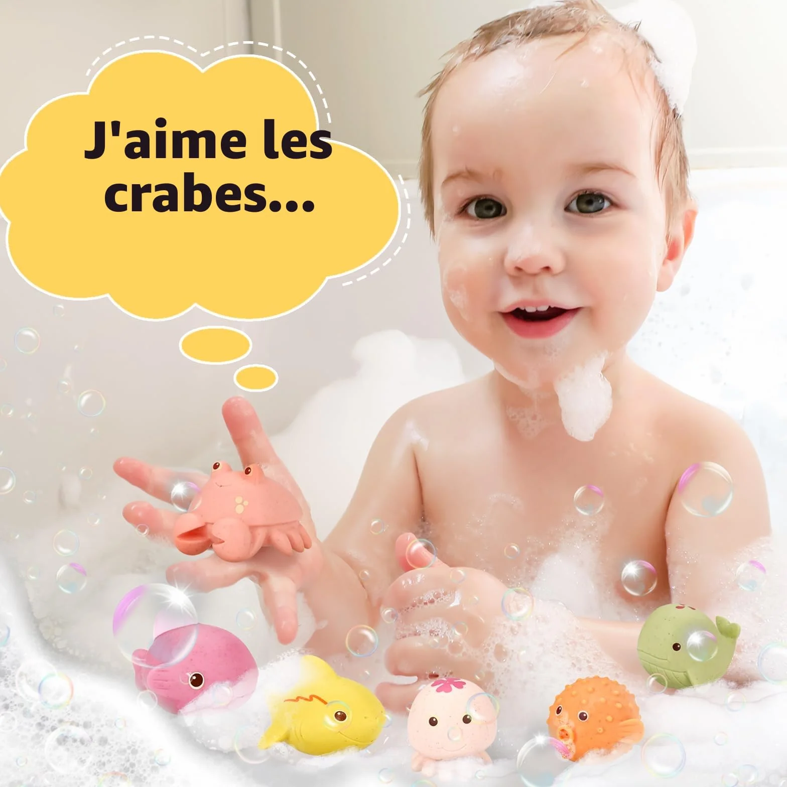 Jouets de Bain Bébé Anti-moisissures Lot de 6 sans Trous Coordinación œil-Main