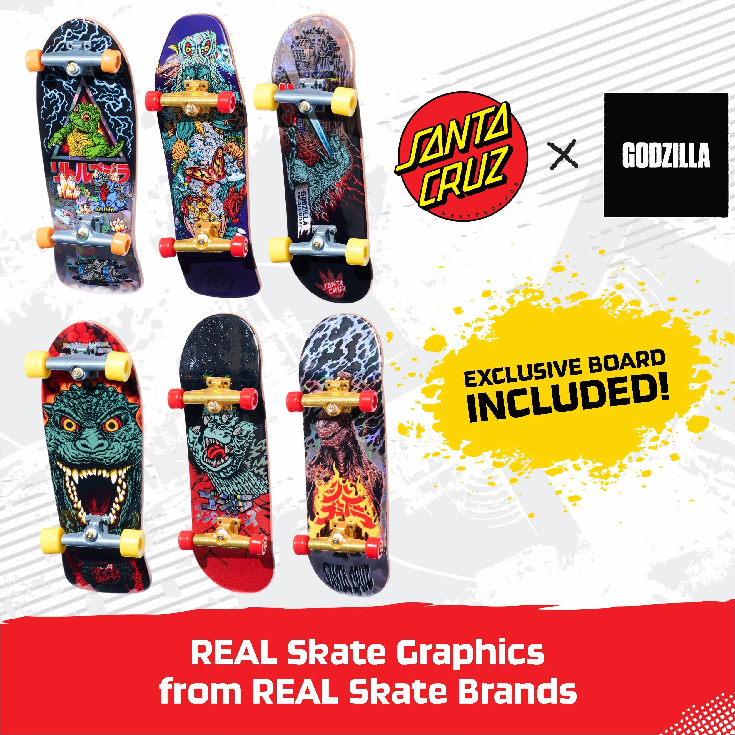 Tech Deck Godzilla Sk8shop Touche Bonus Pack Mini Skateboards à Collectionner Personnalisables Jouets Enfants 6 Ans