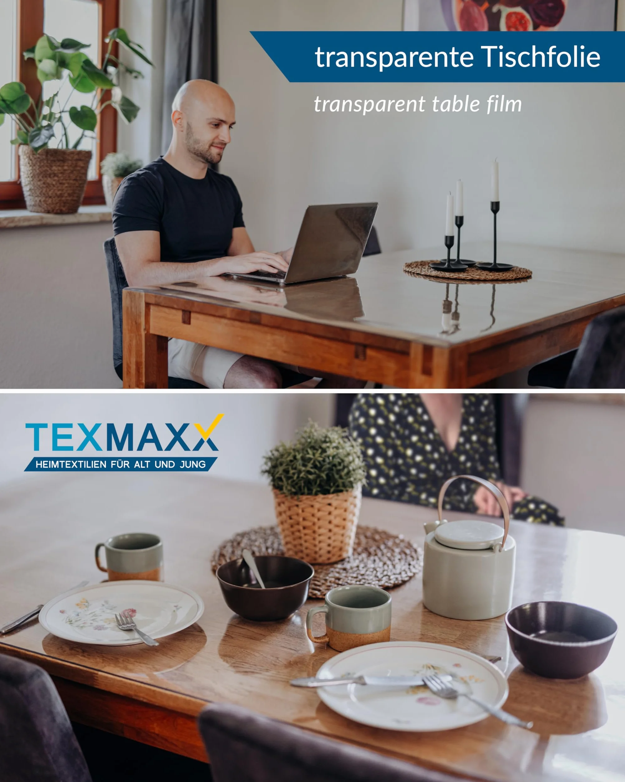 TEXMAXX Protection Table Transparent 2mm Bord biseauté Film PVC 90 x 160 cm