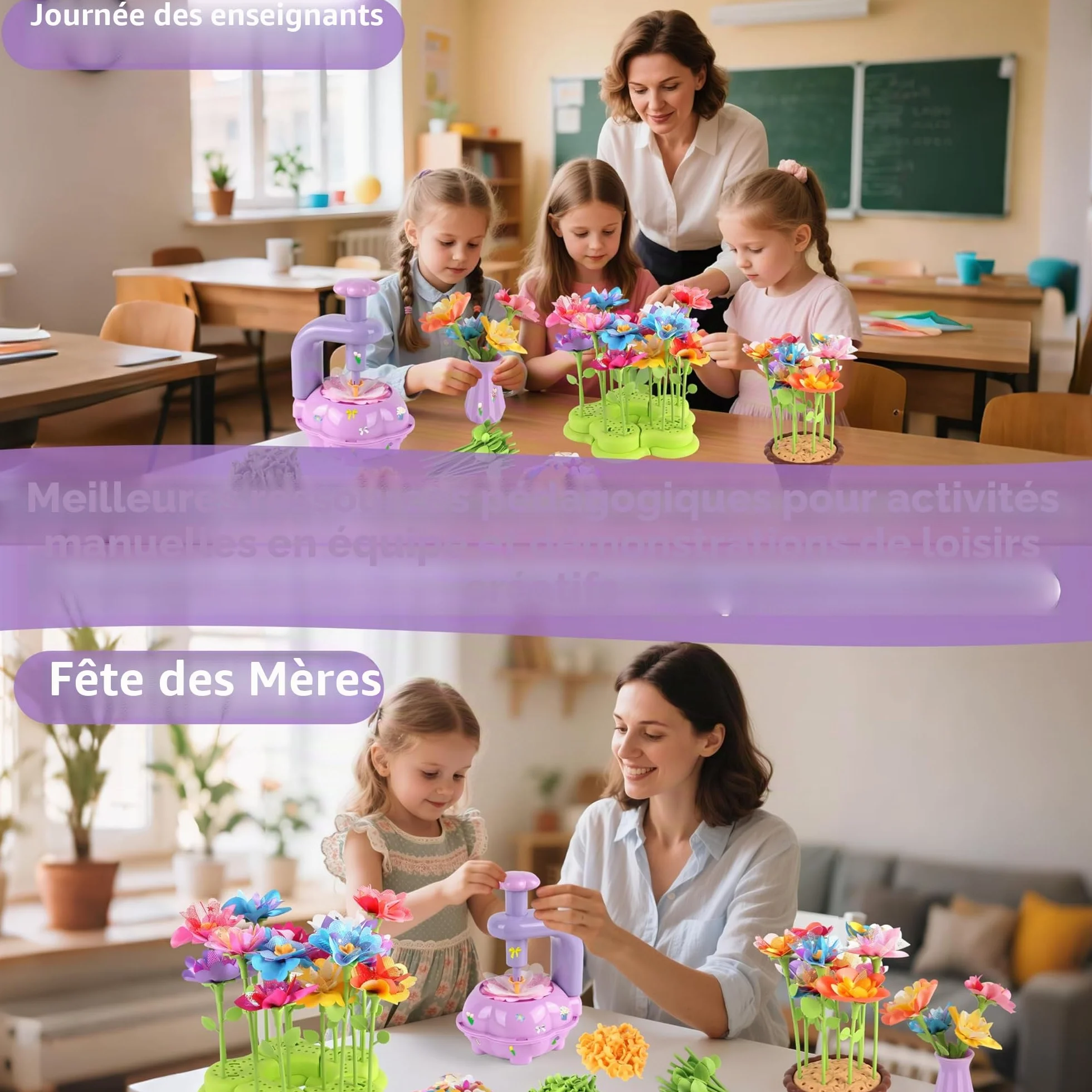 Charmofun Activité Manuelle Fille, Création Bouquet avec Machine à Fleurs, Jouet Fleurs Enfant 3 Ans+