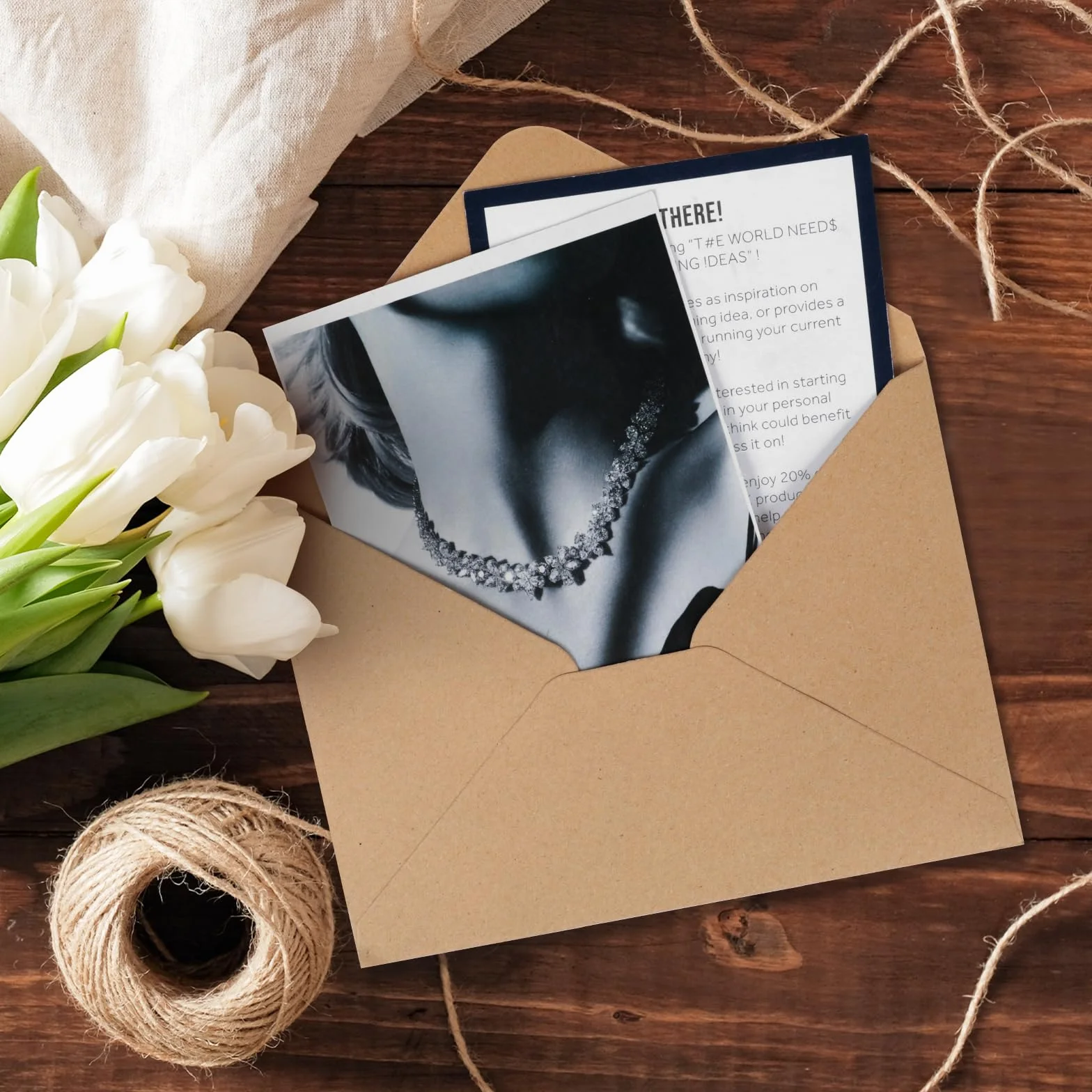 Enveloppes Papier Kraft Vintage 120 g/m² 12.5x17.5CM Rabat Pointu 50 Pièces