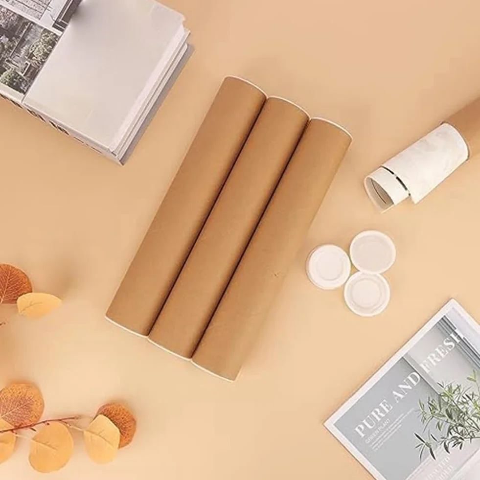 Tubes d'expédition en carton 5,1 x 30,5 cm Lot de 12 avec capuchons