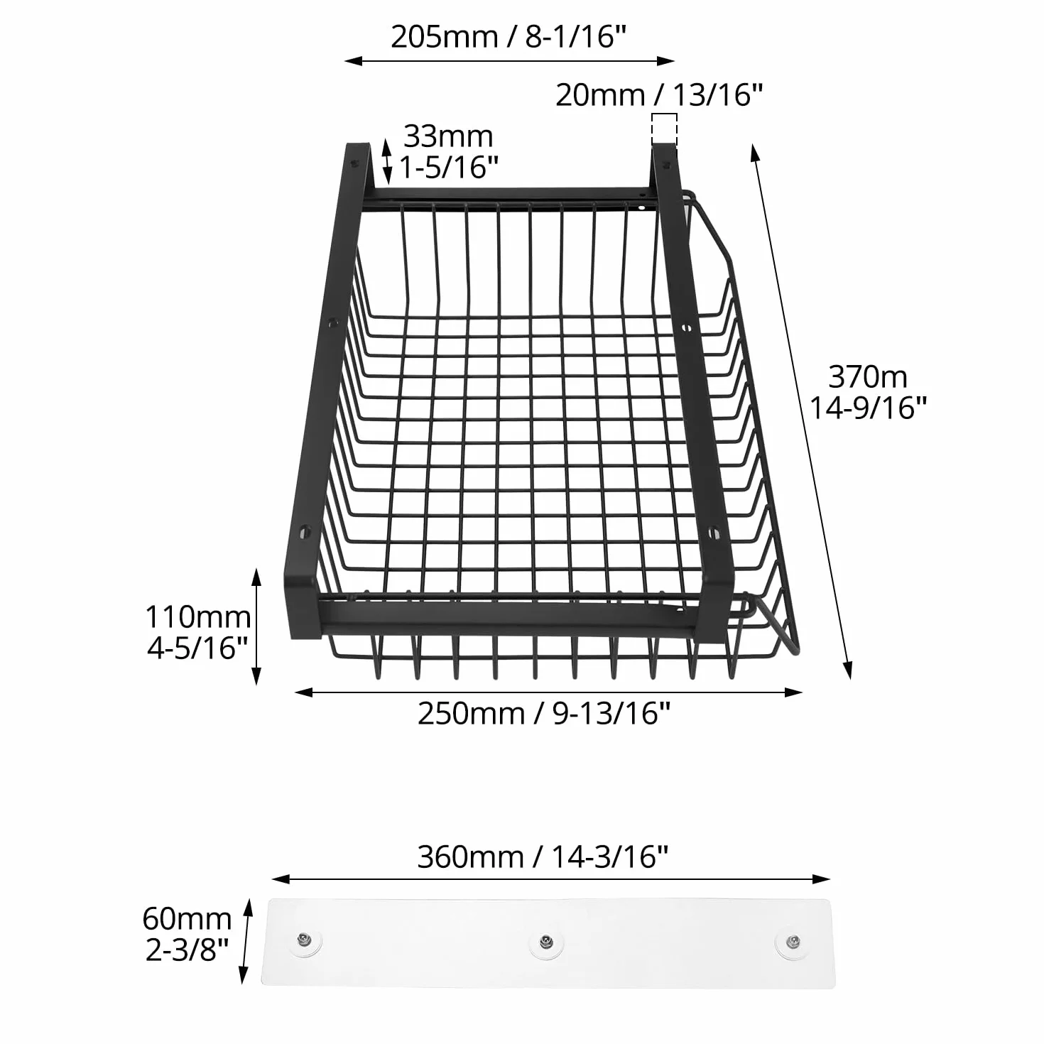 QWORK Tiroir sous table en métal capacité de charge 5-10 kg pour bureau cuisine