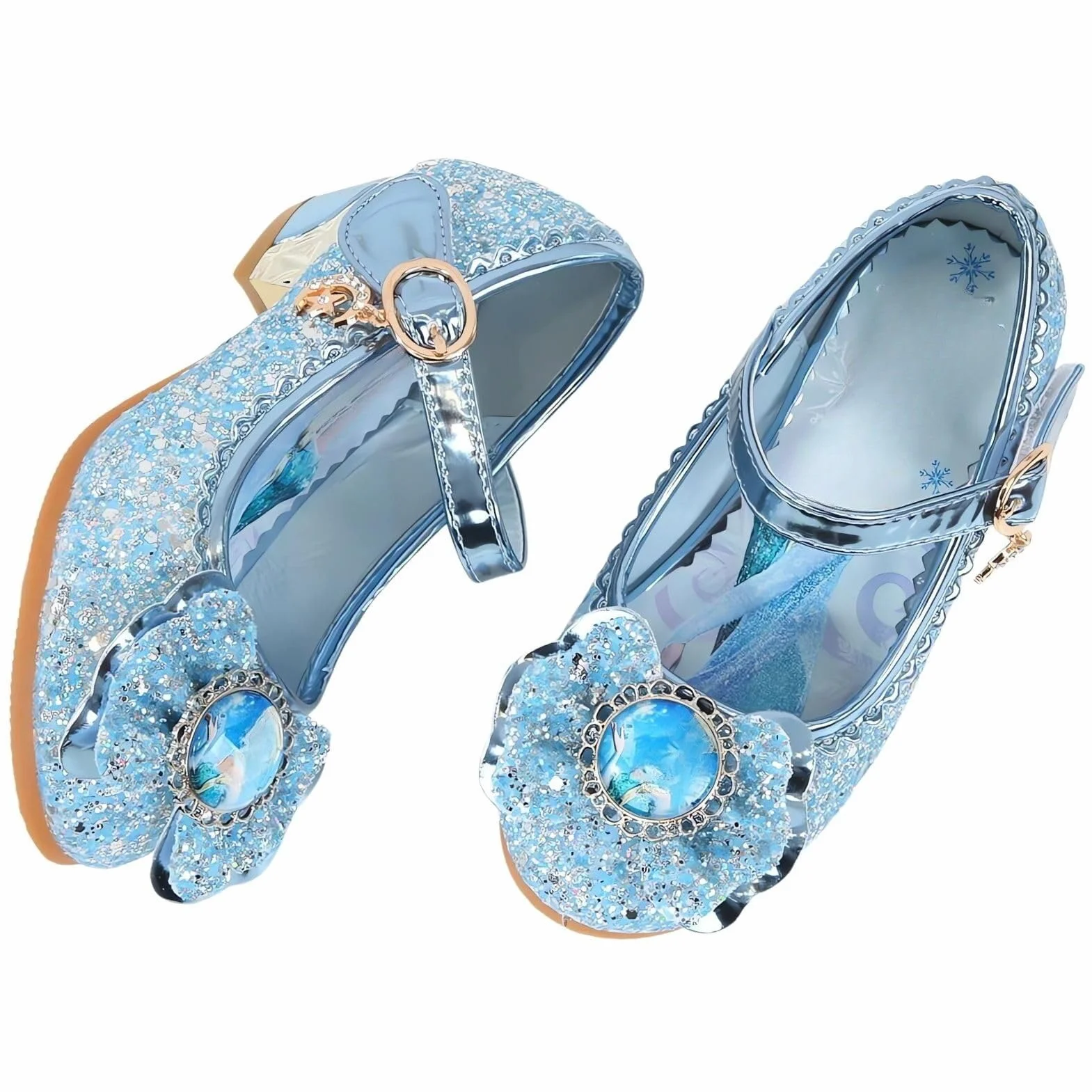 Basket Enfant Fille Princesse Elsa Chaussures Danse Paillettes Costume Princesse Cosplay Noël (D1-Blue, 28)