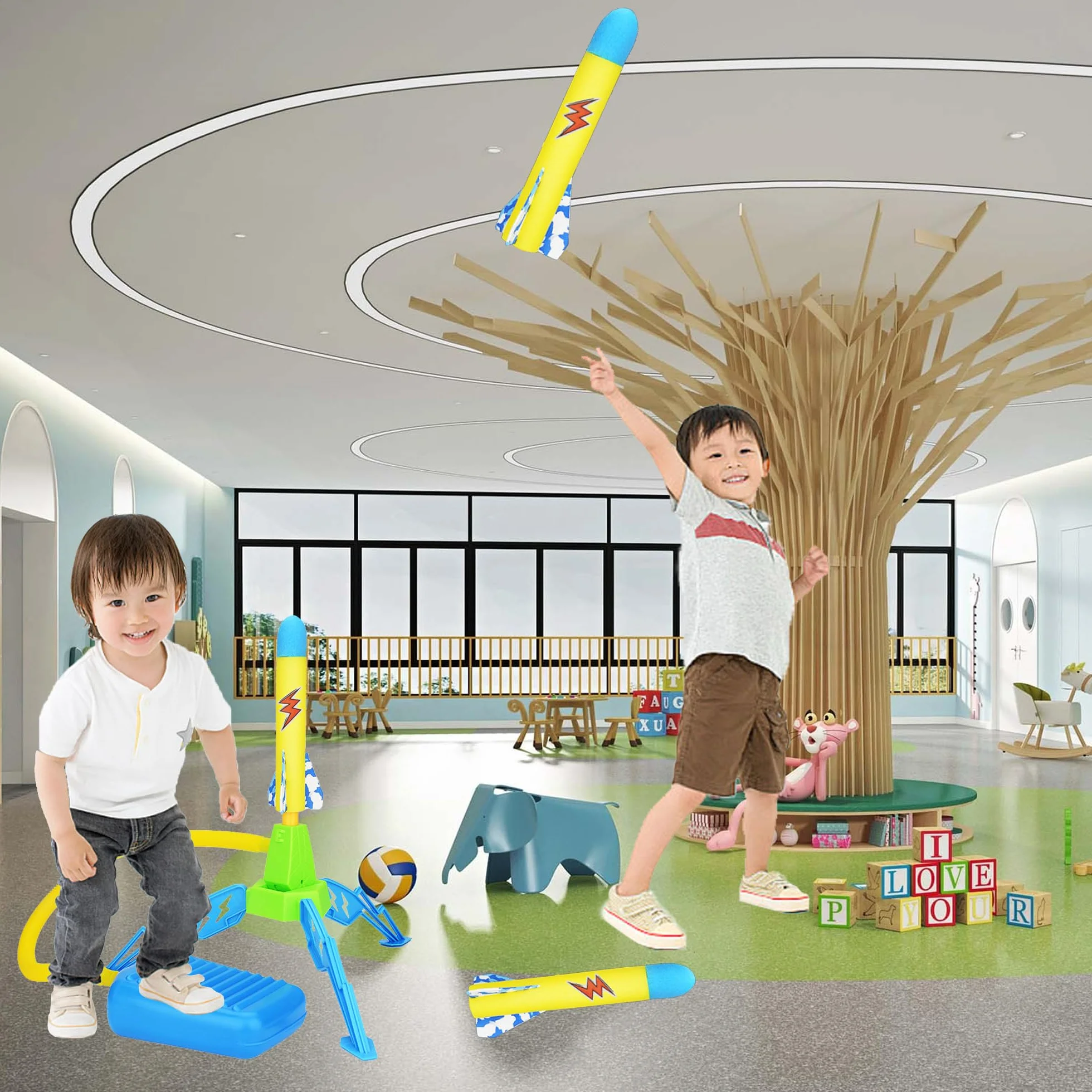 Lanceur de Fusée à Pédale pour Enfant 3-9 Ans, Jeux Extérieur, Cadeau Anniversaire Noël