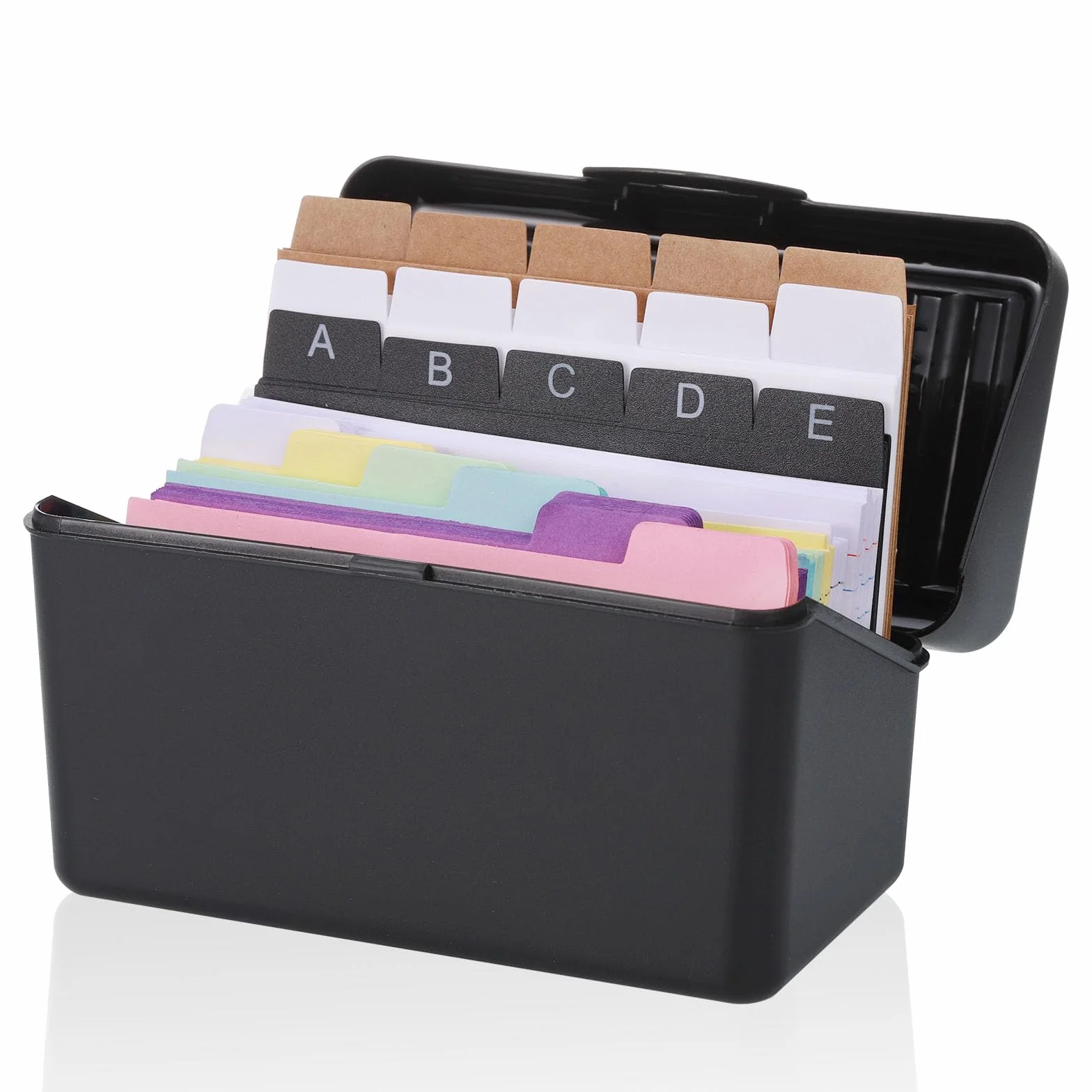 JIANTA Boîte d'index Fiche Bristol Couleur Lignées avec 255 Cartes, 15 Index Cards, 6 Anneaux