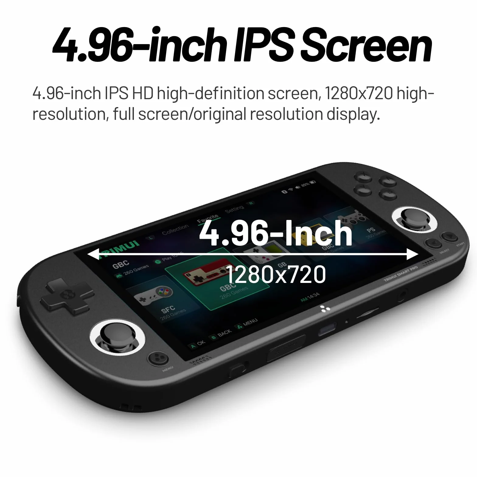 Console de jeu portable TRIMUI Smart Pro 64 Go 5000 mAh 10 000 jeux Linux écran IPS HD 5 pouces noir
