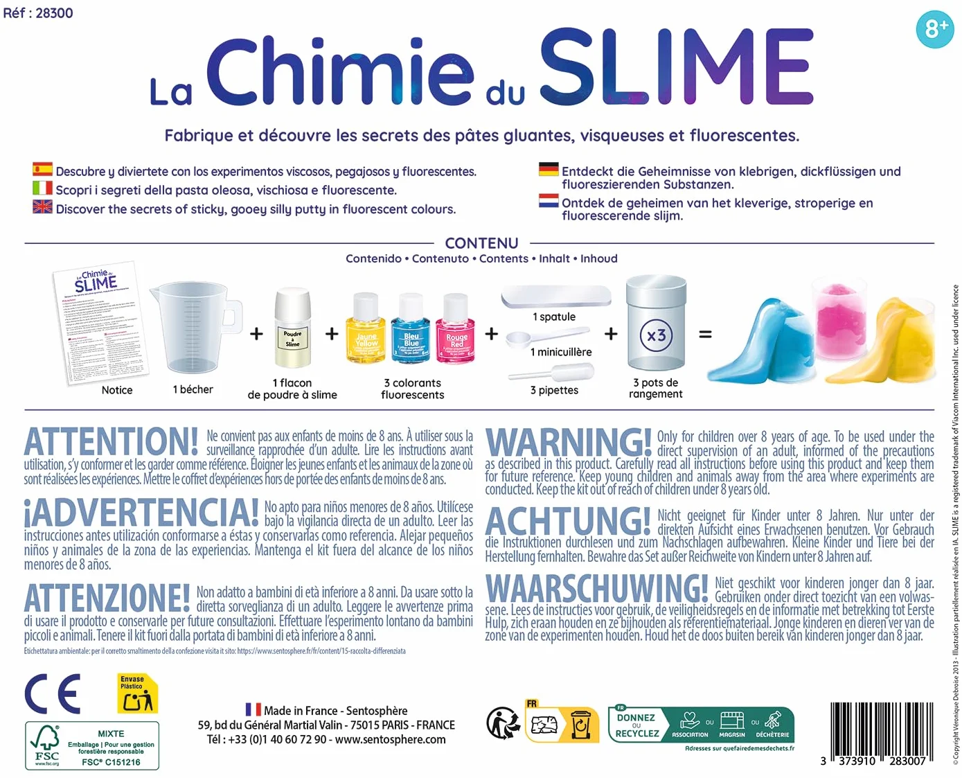 Sentosphère Planète Science La Chimie du Slime Fabriquer Son Propre Slime Atelier Créatif pour Enfants dès 8 Ans Fabriqué en France