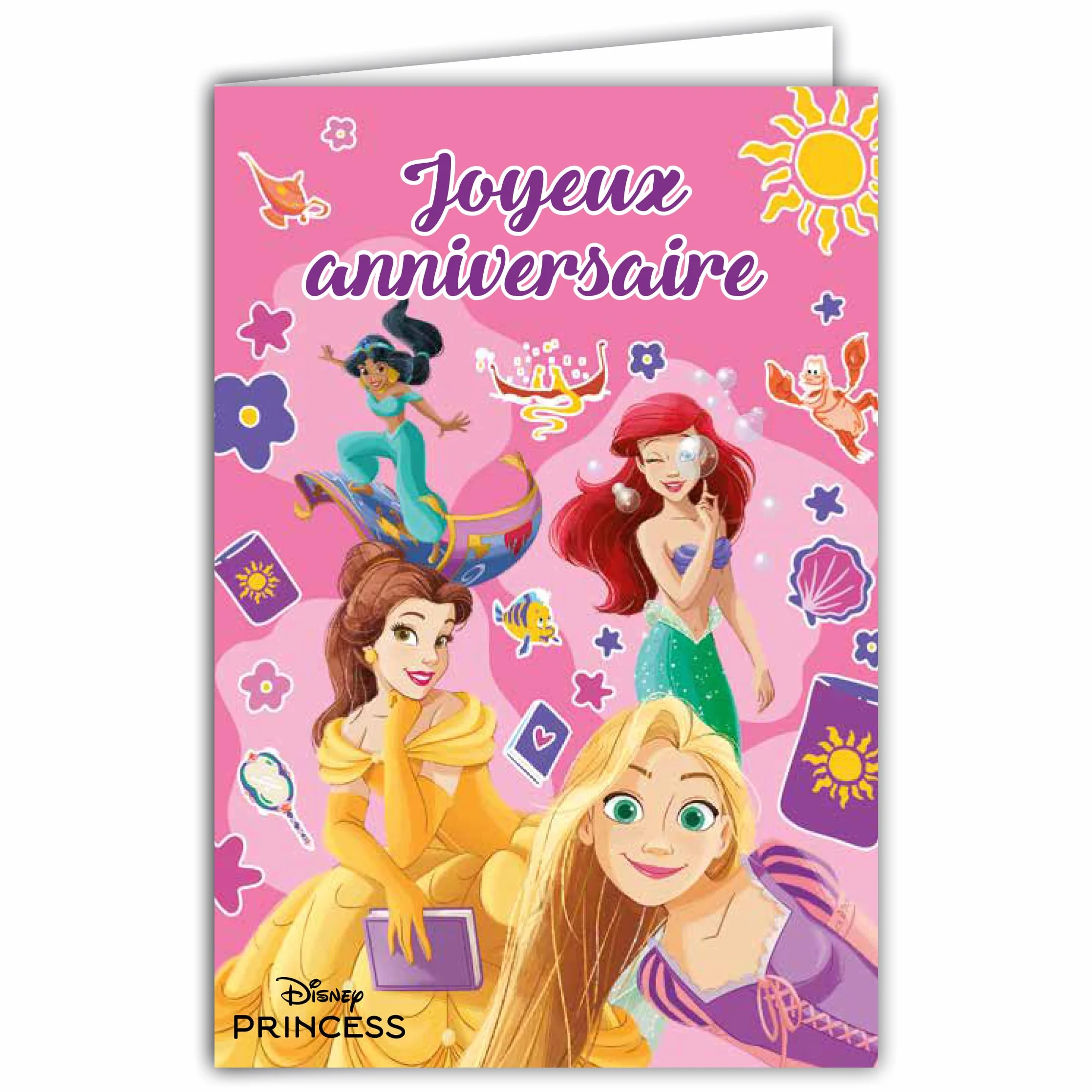 Carte ANNIVERSAIRE Disney Princess Officielle Fille Enfant 12x17,5cm Avec Enveloppe
