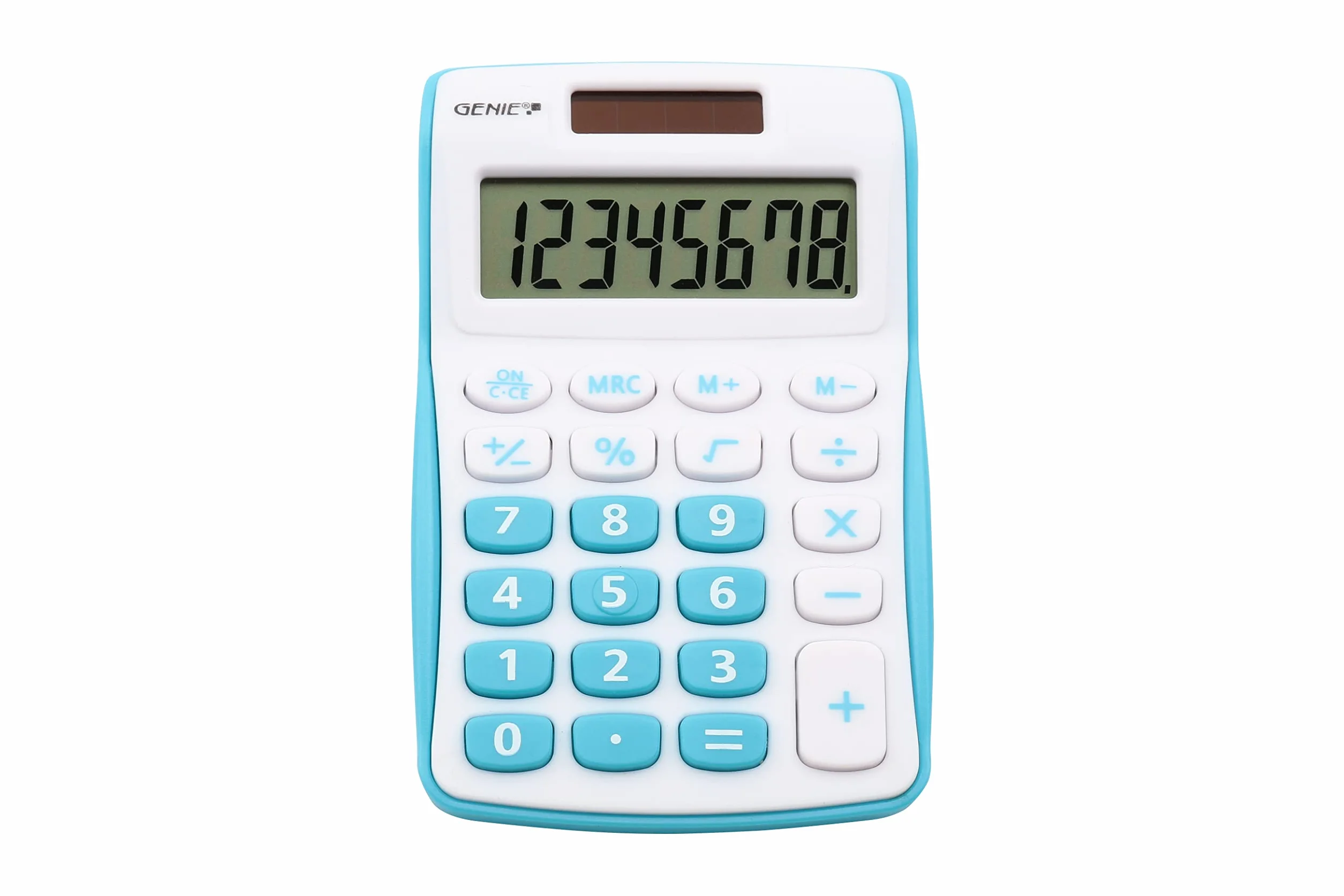Genie Calculatrice 120 B 8 chiffres Dual Power Pile solaire bleu Grand écran incliné fonction pourcentage racine mémoire