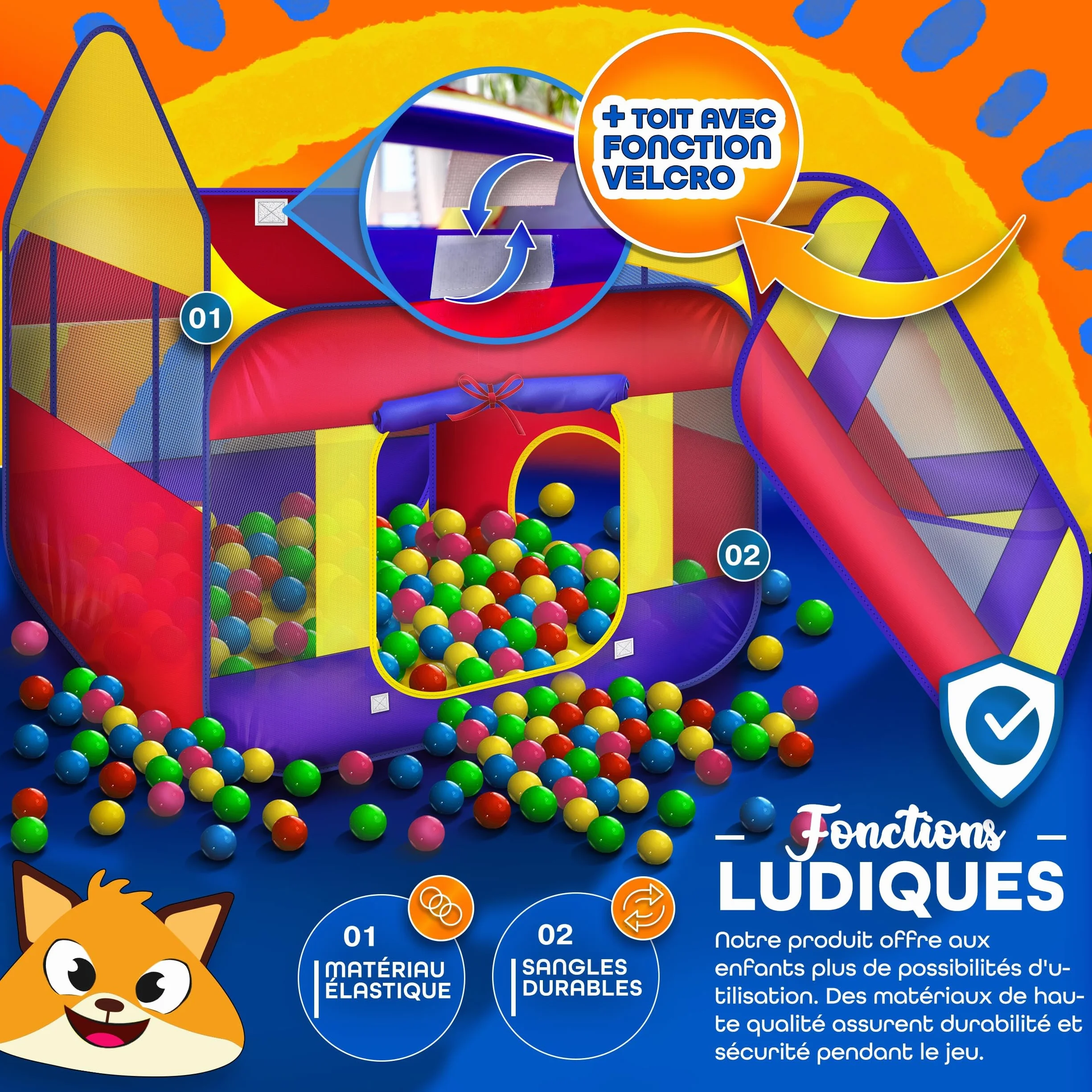 KIDUKU Tente de Jeu XXL Pop Up avec 300 Balles et Étui de Transport