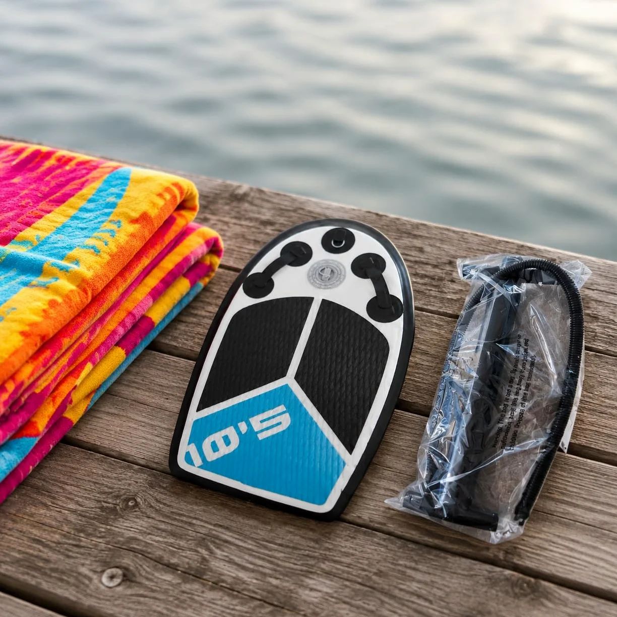Bodyboard Gonflable 105 cm pour Enfant avec poignées, Pompe et Leash, Planche en PVC pour Plage, Piscine et Natation