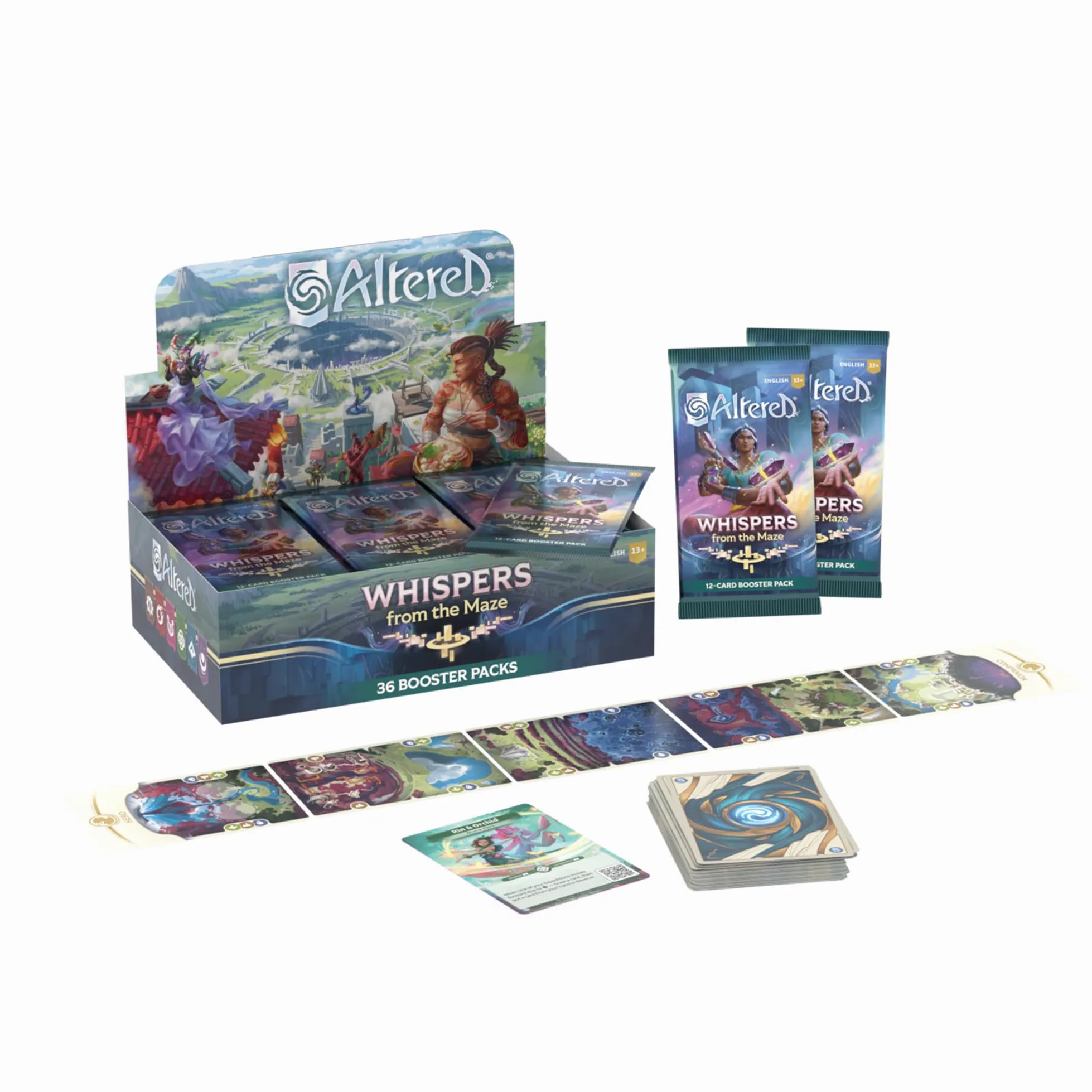 Equinox Altered Whispers from The Maze Display avec 36 boosters, Extension complète du Jeu de Cartes stratégique à Collectionner, à partir de 13 Ans, 2 Joueurs, 20 Minutes, Anglais