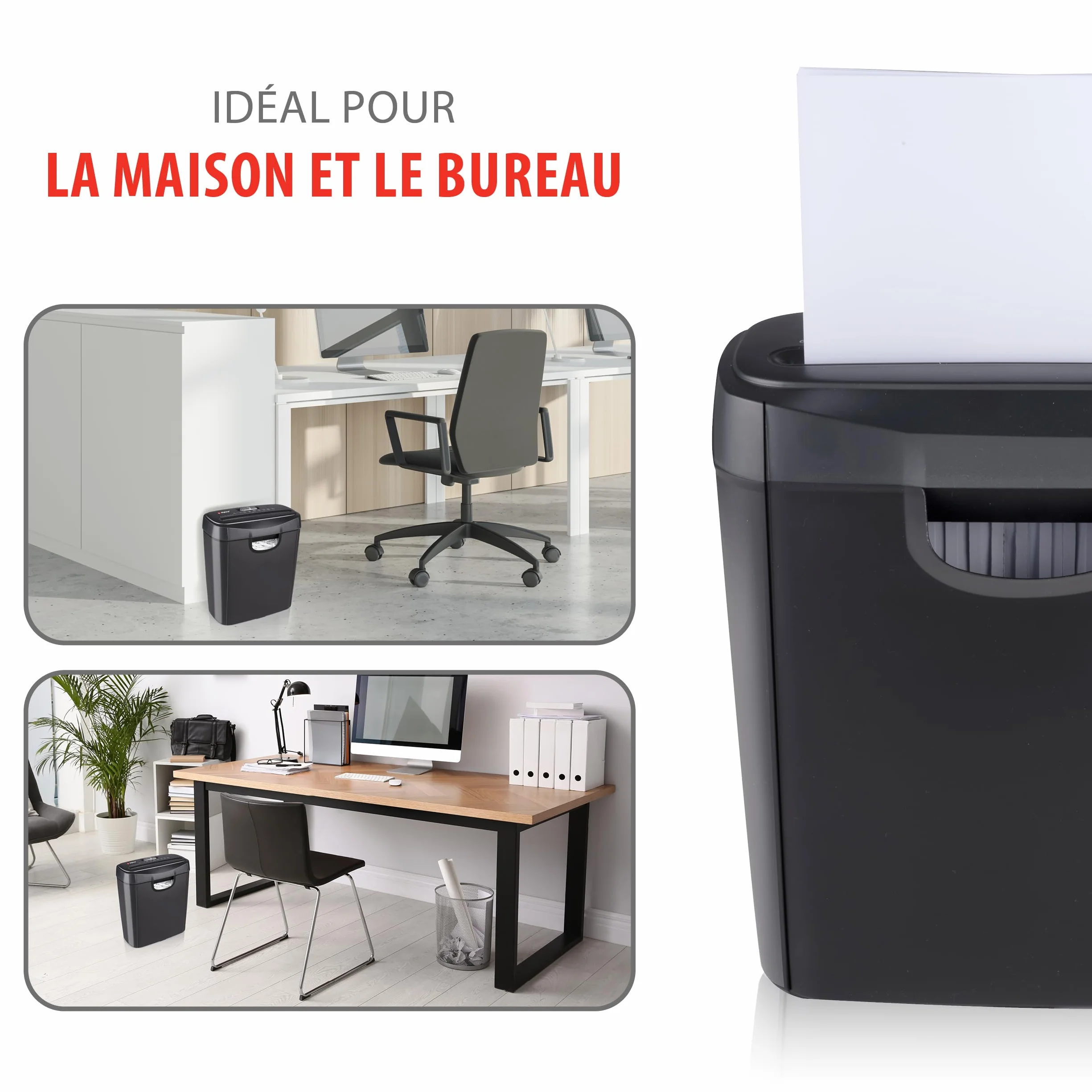 Alpina Destructeur de Documents Papier 6 Feuilles A4 Bac 10L 190W Noir
