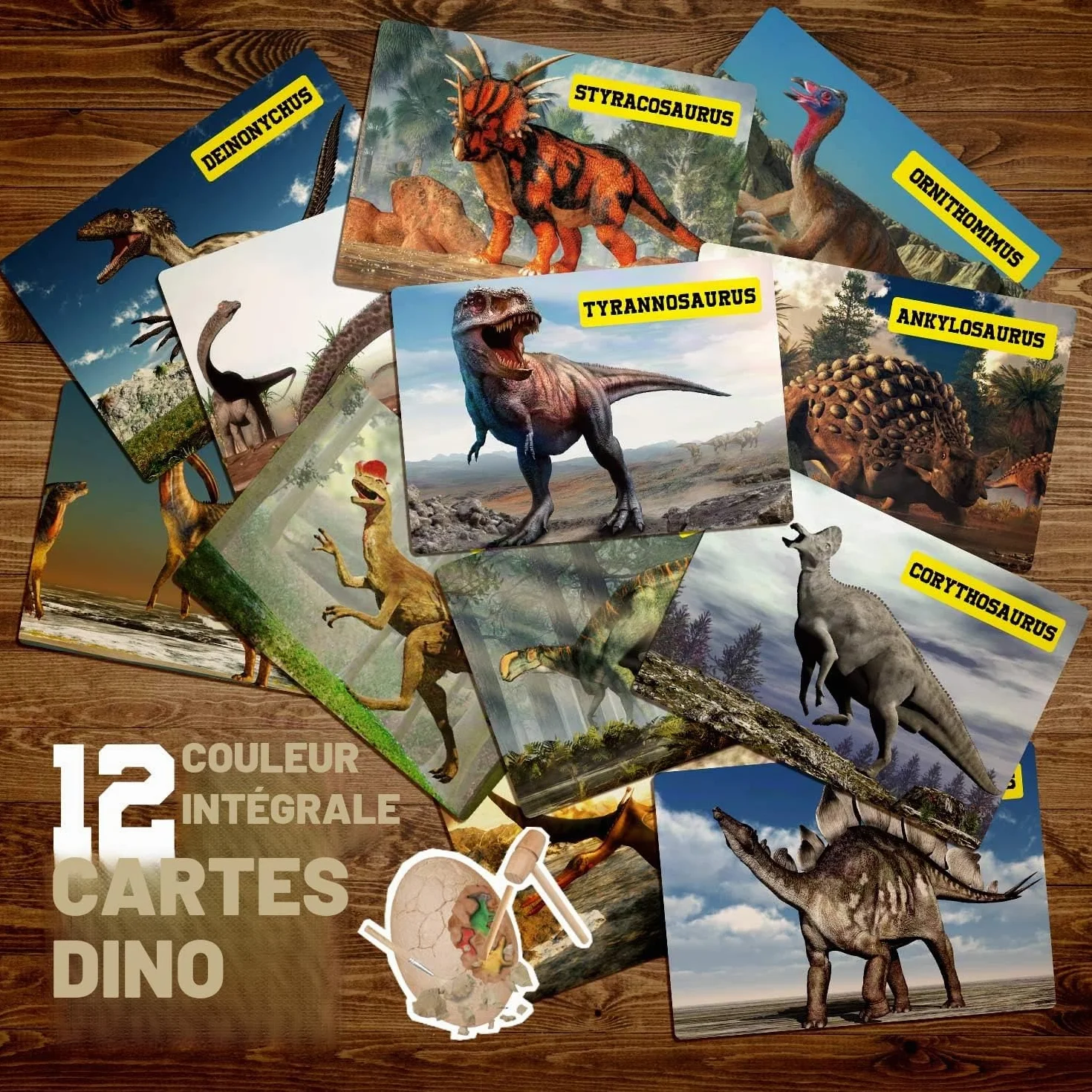 Dr.Daz Dino Egg Grand Oeufs de Dinosaure Kit de Fouille Découvrez 12 Dinosaures Jouet Archéologie Fête Pâques Garçon Fille 6 Ans