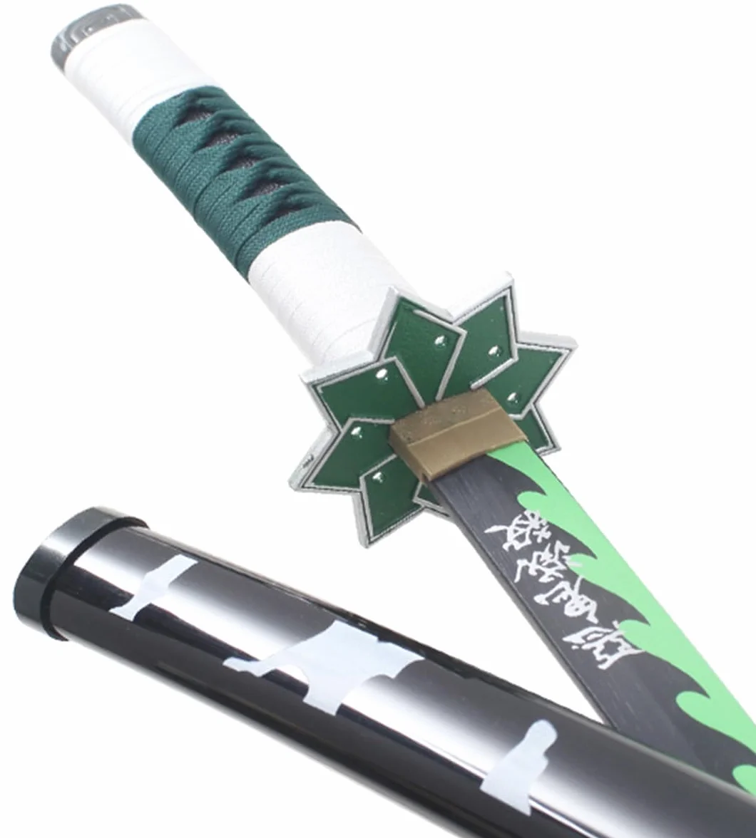 Katana Demon Slayer Sabre Sanemi Shinazugawa Lame en Bois Epee Kimetsu No Yaiba Cosplay