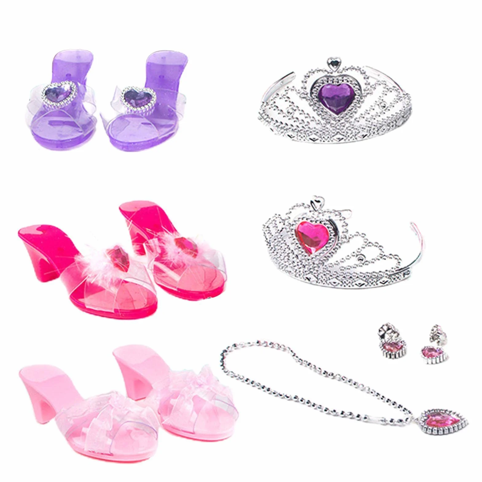 Princesse Chaussures Jeu Rôle Set avec Bijoux Fantaisie pour Filles 3-6 Ans