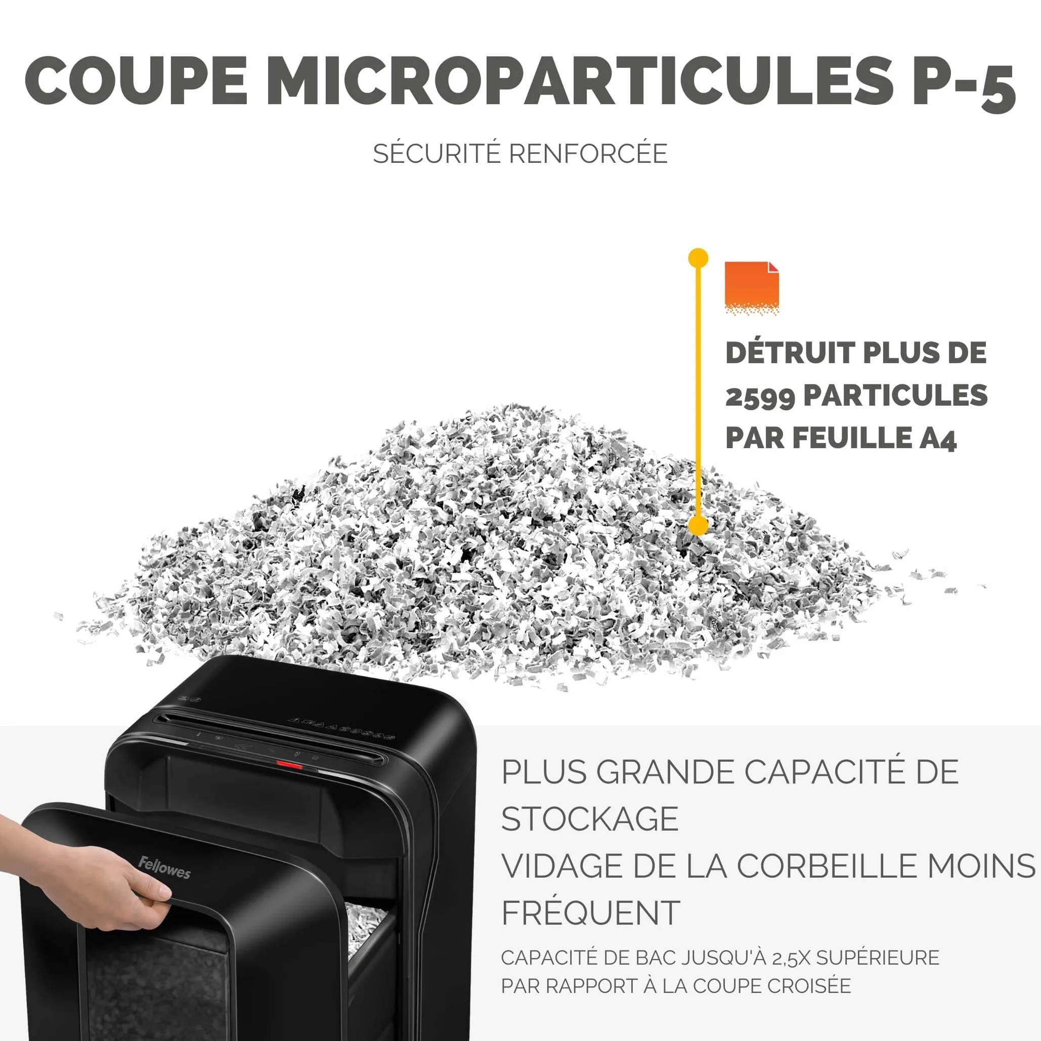 Fellowes Powershred LX201 Destructeur de Documents Coupe Micro 12 Feuilles Technologie SafeSense Noir