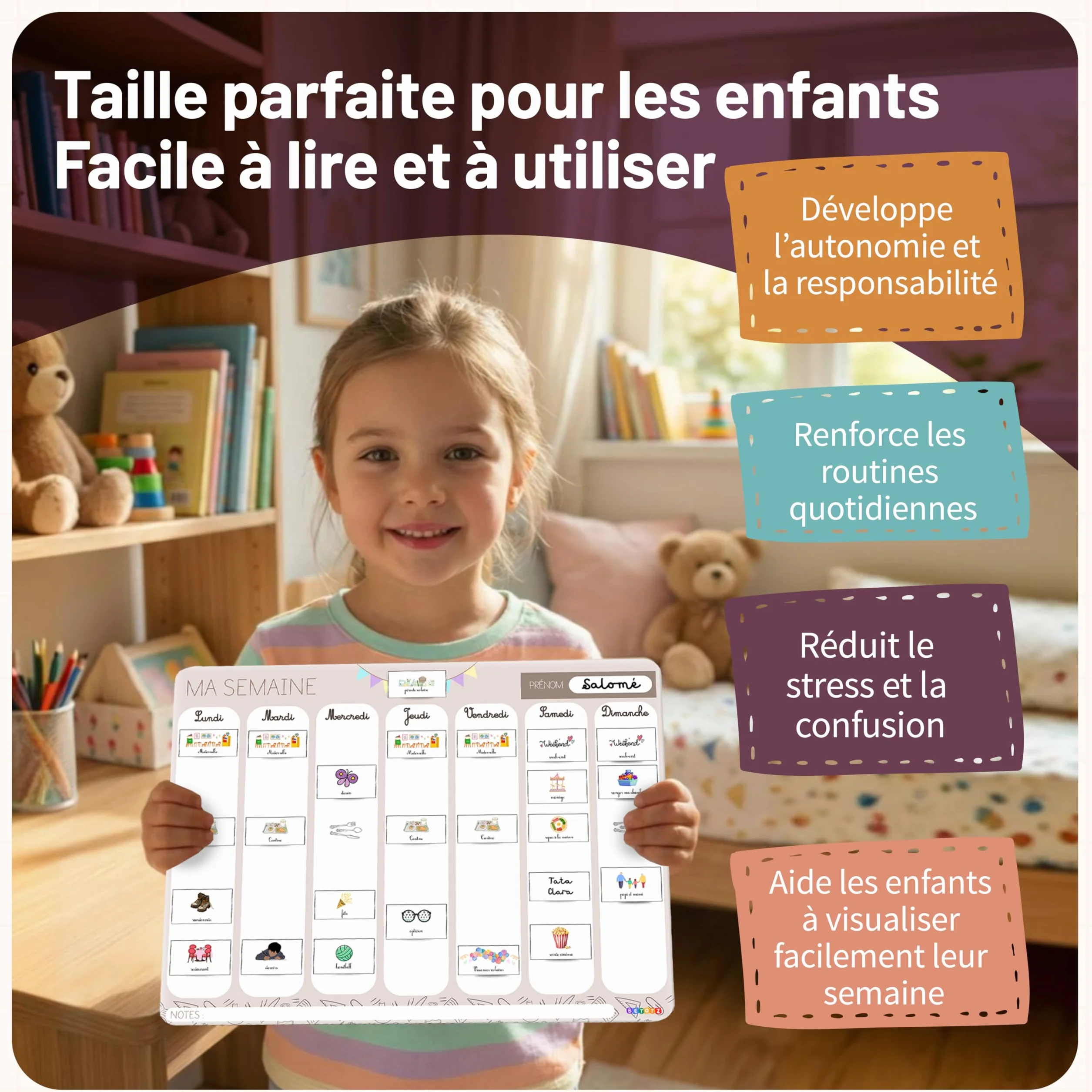 Semainier Enfant Magnétique 160 Aimants Calendrier Éducatif Routine Montessori Dès 3 Ans