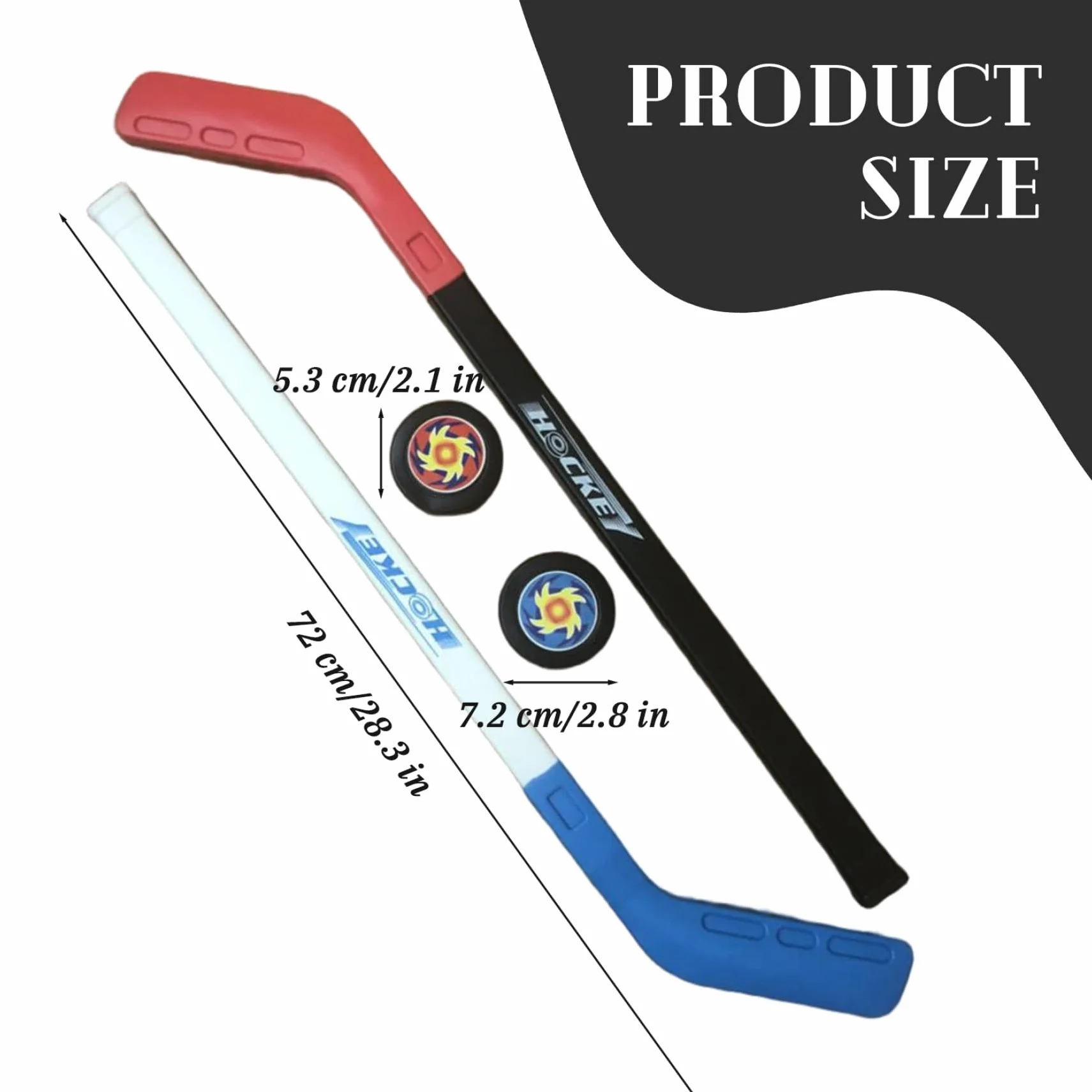 Ensemble de Hockey pour Enfants, Bâton avec 2 Balles, Entraînement Intérieur Extérieur (Bleu Rouge)