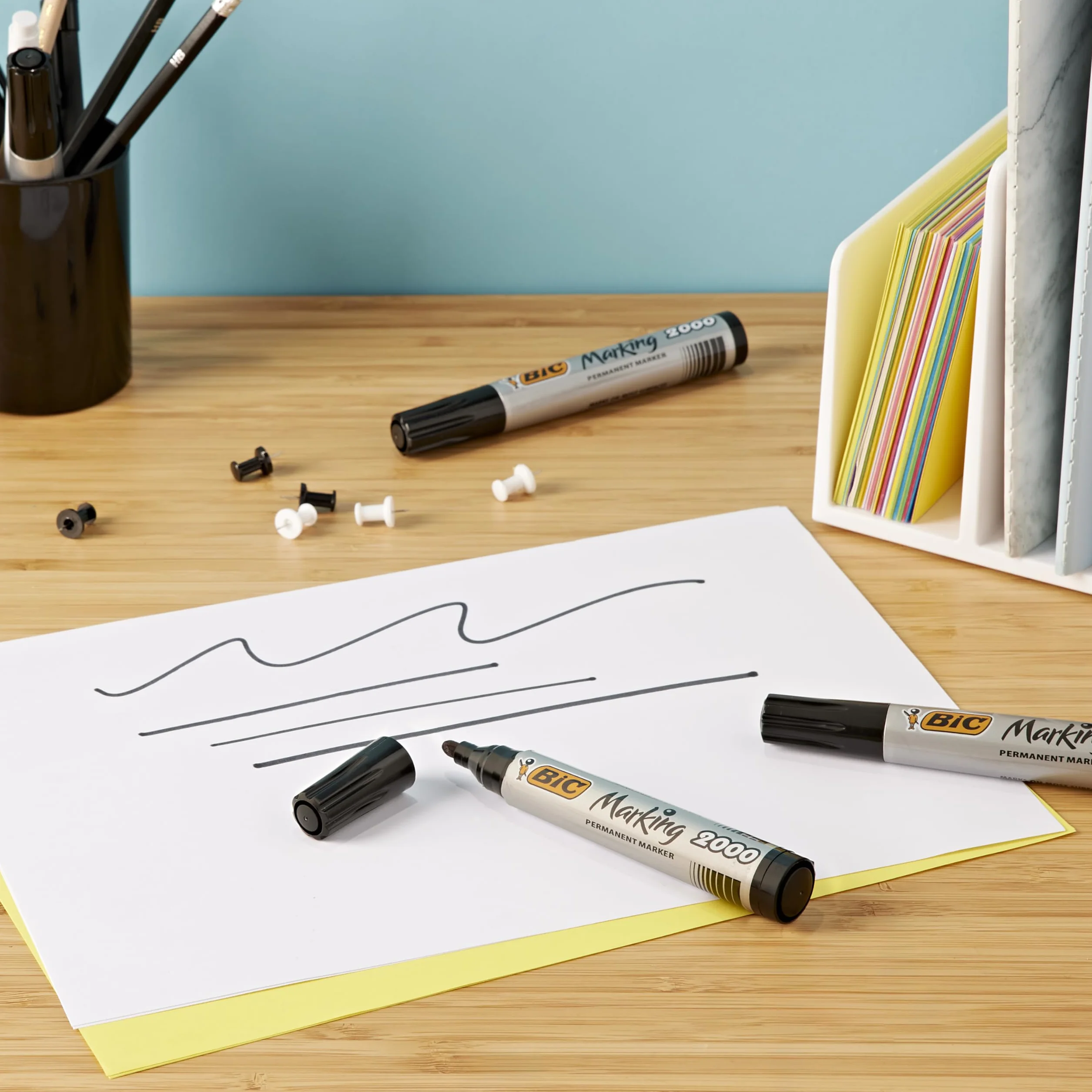 BIC Marking 2000 ECOlutions Marqueurs Permanents Pointe Conique Moyenne Noir Boîte de 12