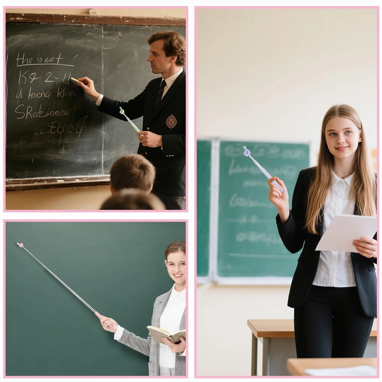 Pointeurs Rétractables Couleurs jusqu'à 68 cm pour Enseignants Salle de Classe