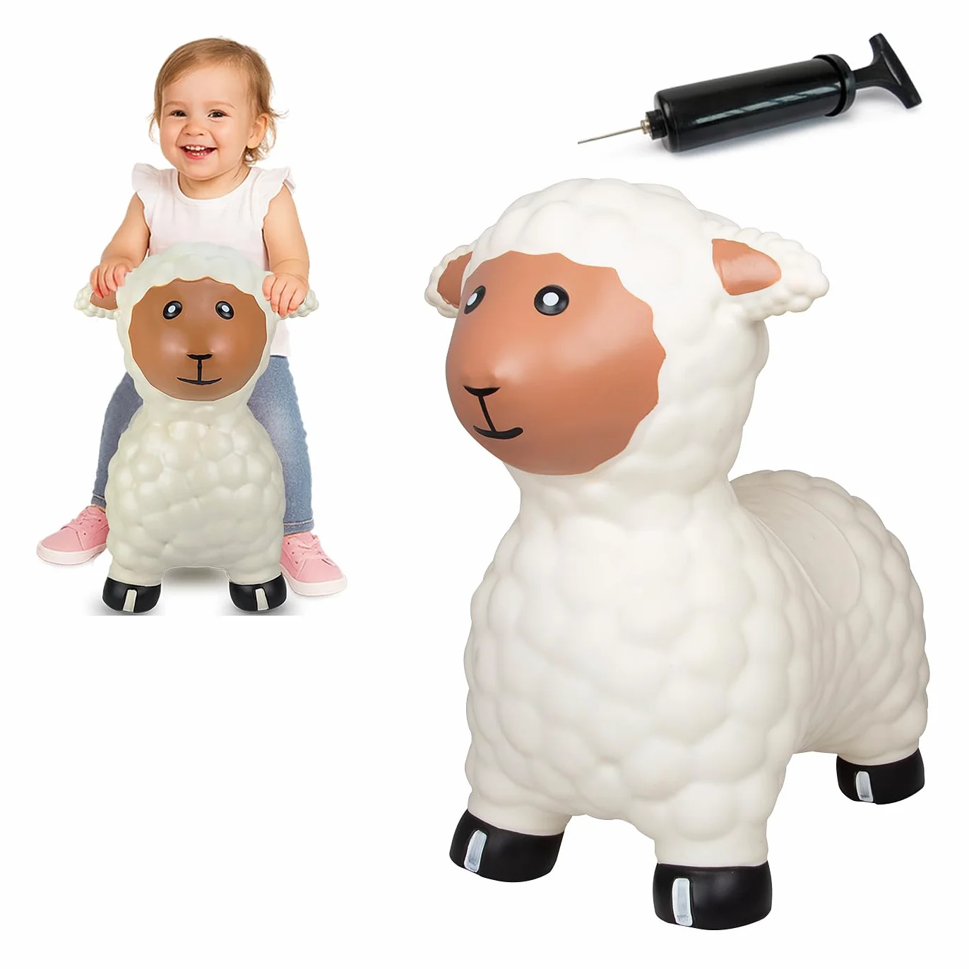 Jamara Animal Sauteur Mouton Blanc Pompe 50 kg Oreilles Support Equilibre