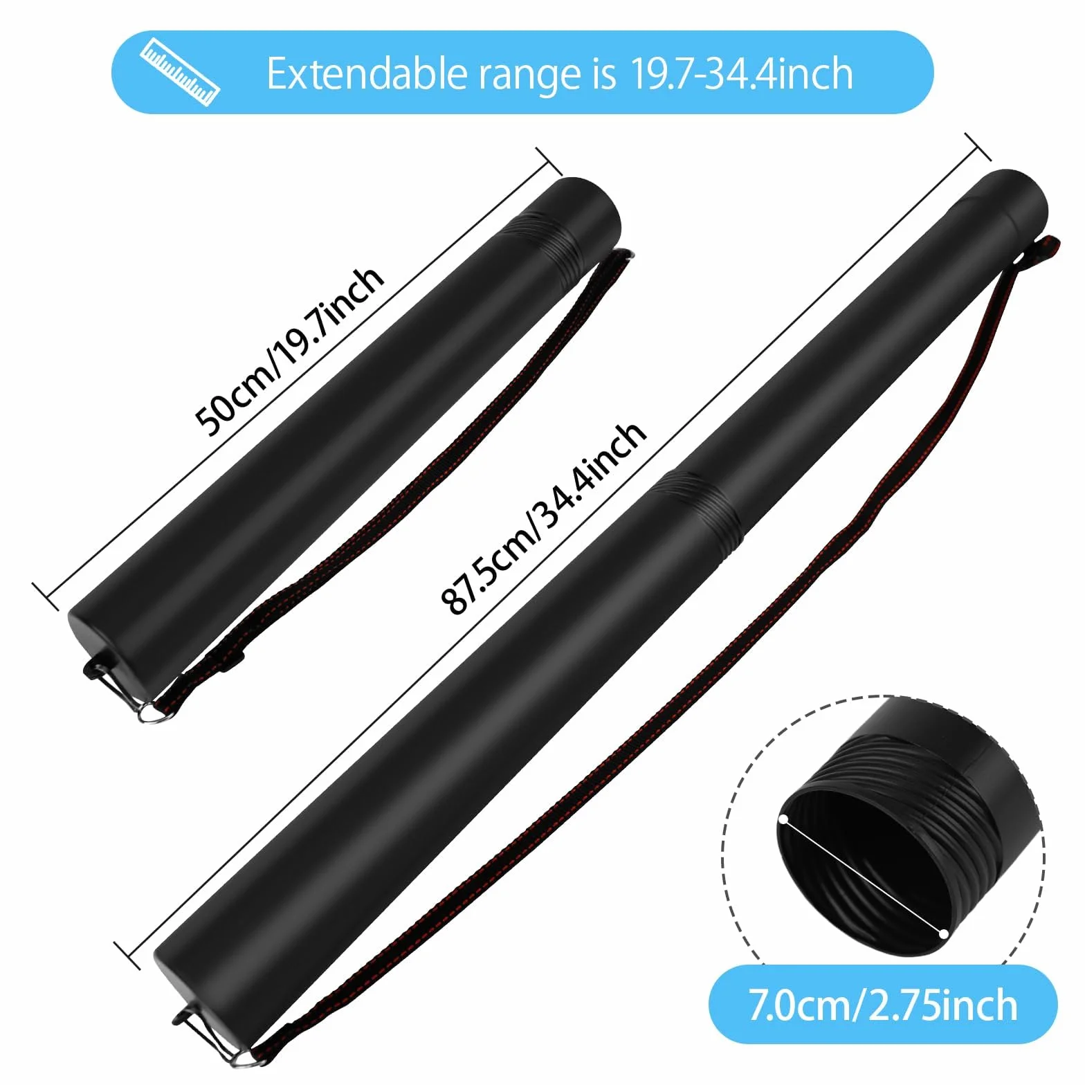 DEWEL Lot de 2 Tube Poster A0, Tube de Transport Télescopique pour Affiches, Plastique Durable, Longueur Réglable (Gris)
