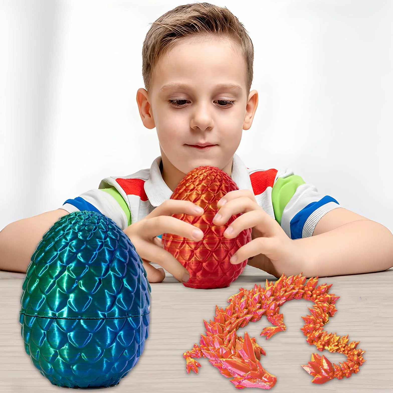 Lot de 4 œufs de dragon 3D imprimés, jouet mobile pour amateurs de dragons