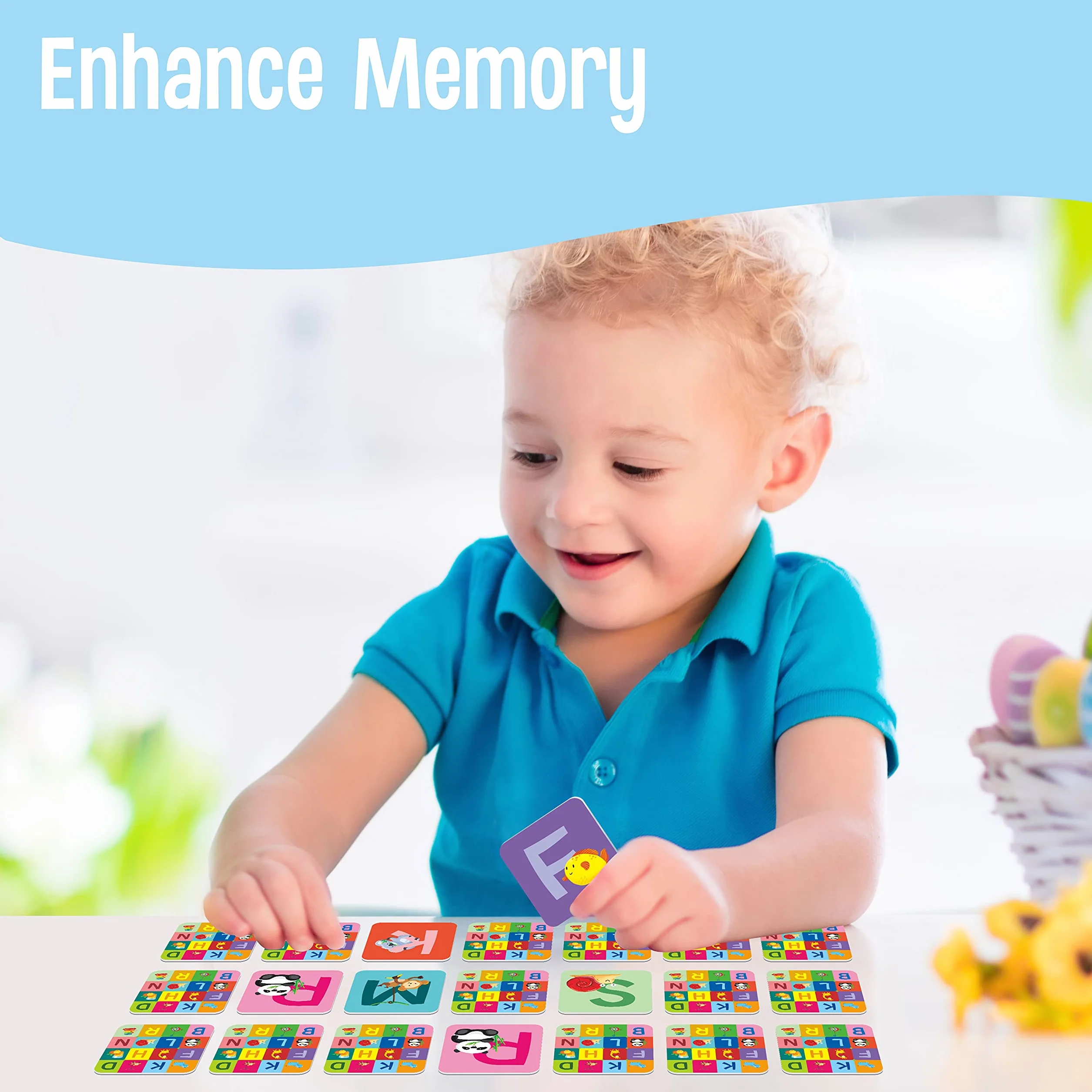 SpriteGru Jeu de Correspondance Mémoire Alphabet 26 Paires 52 Pièces Cartes Majuscules Minuscules Jouet Éducatif