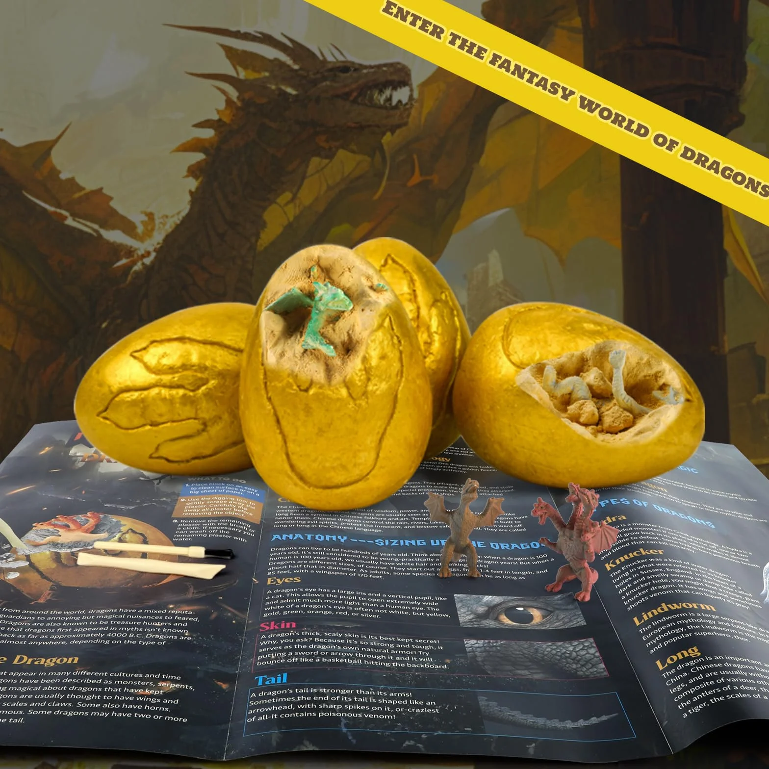 Kit de Fouilles Dragon Oeuf Enfant - Creuser 12 Jouets de Dragon - Cadeau Jeux Garcon 6-12 Ans