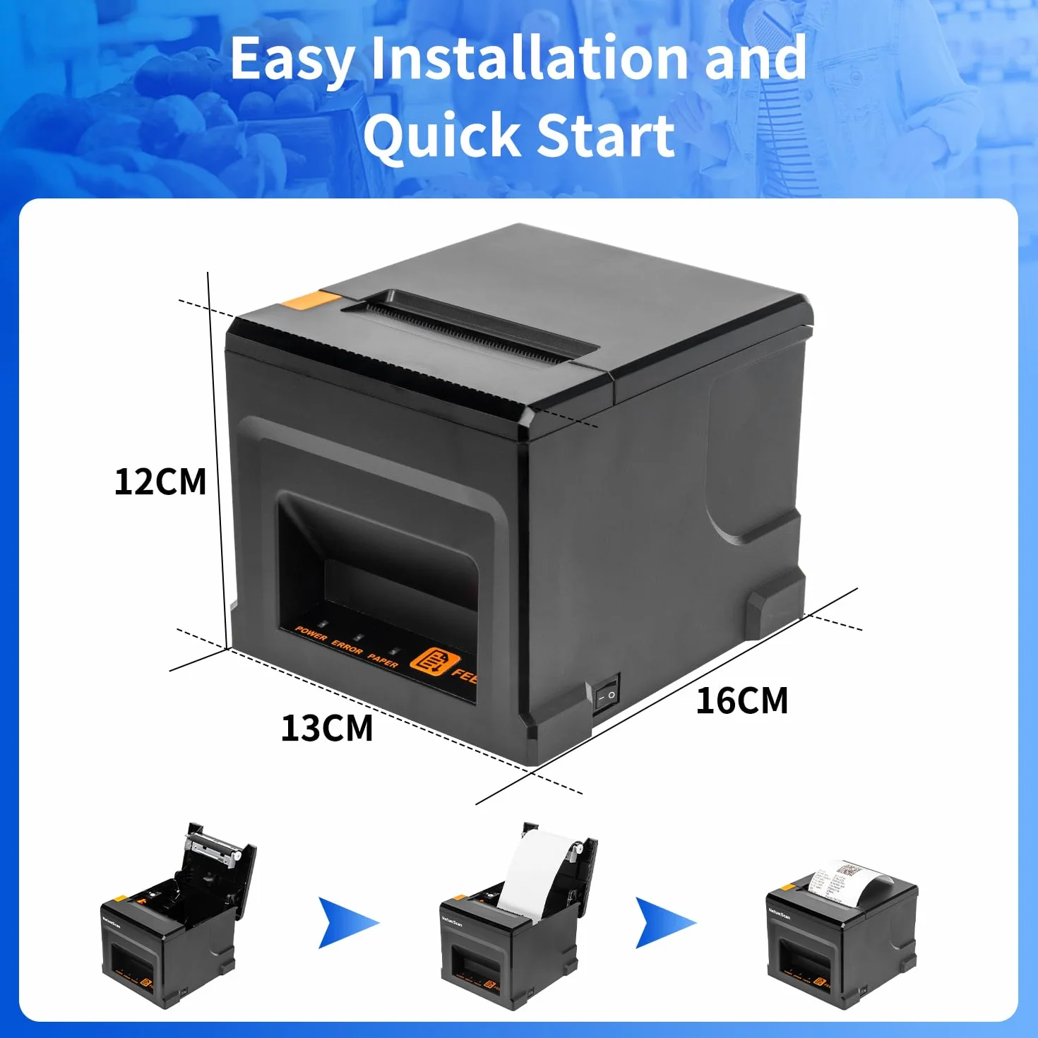 NetumScan NS-8360LW Bluetooth USB LAN 80mm POS Thermal Receipt Printer with Auto Cutter Cash Drawer