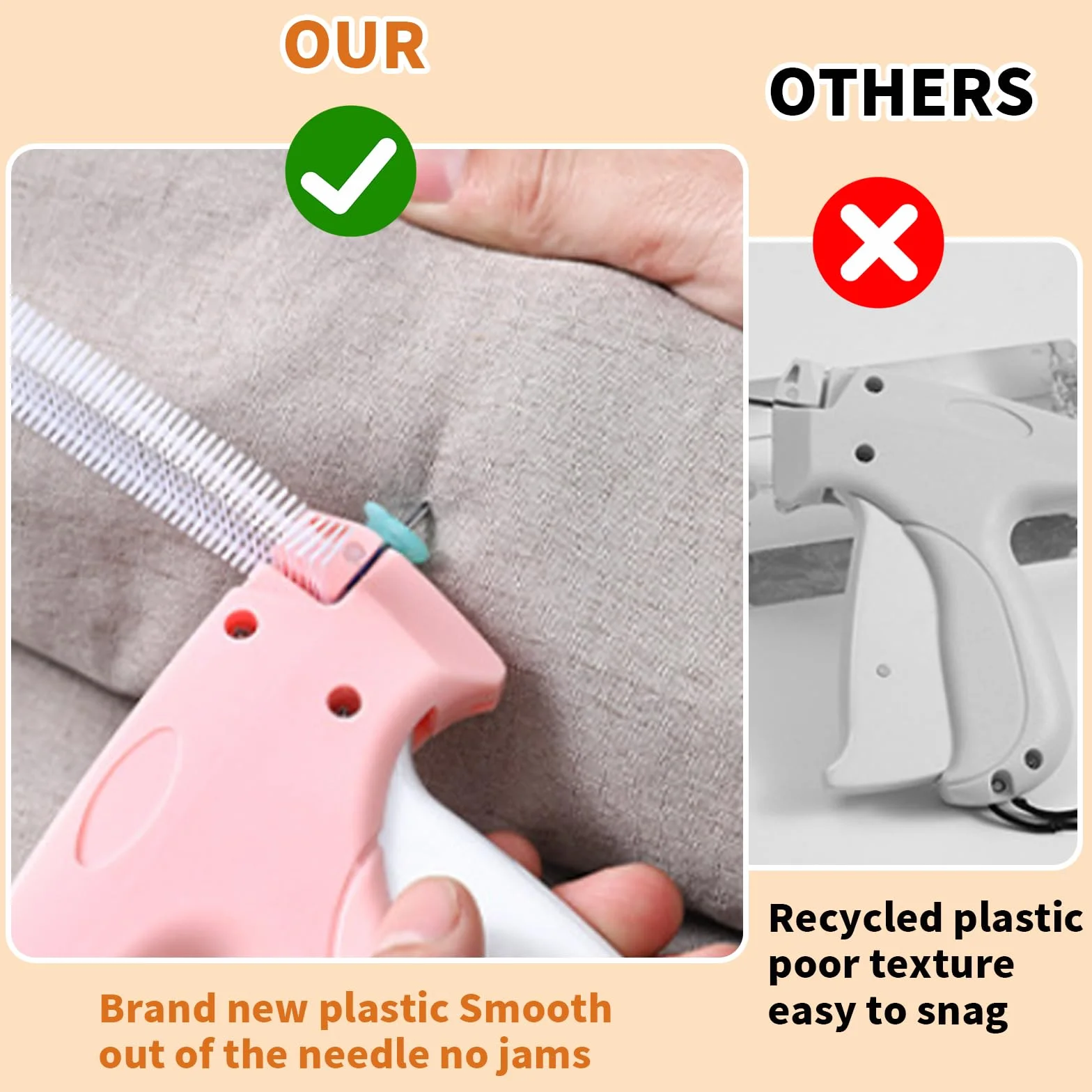 Pistolet à Étiquettes pour Vêtements Rose – Machine à Étiqueter 5 Aiguilles 1100 Épingles