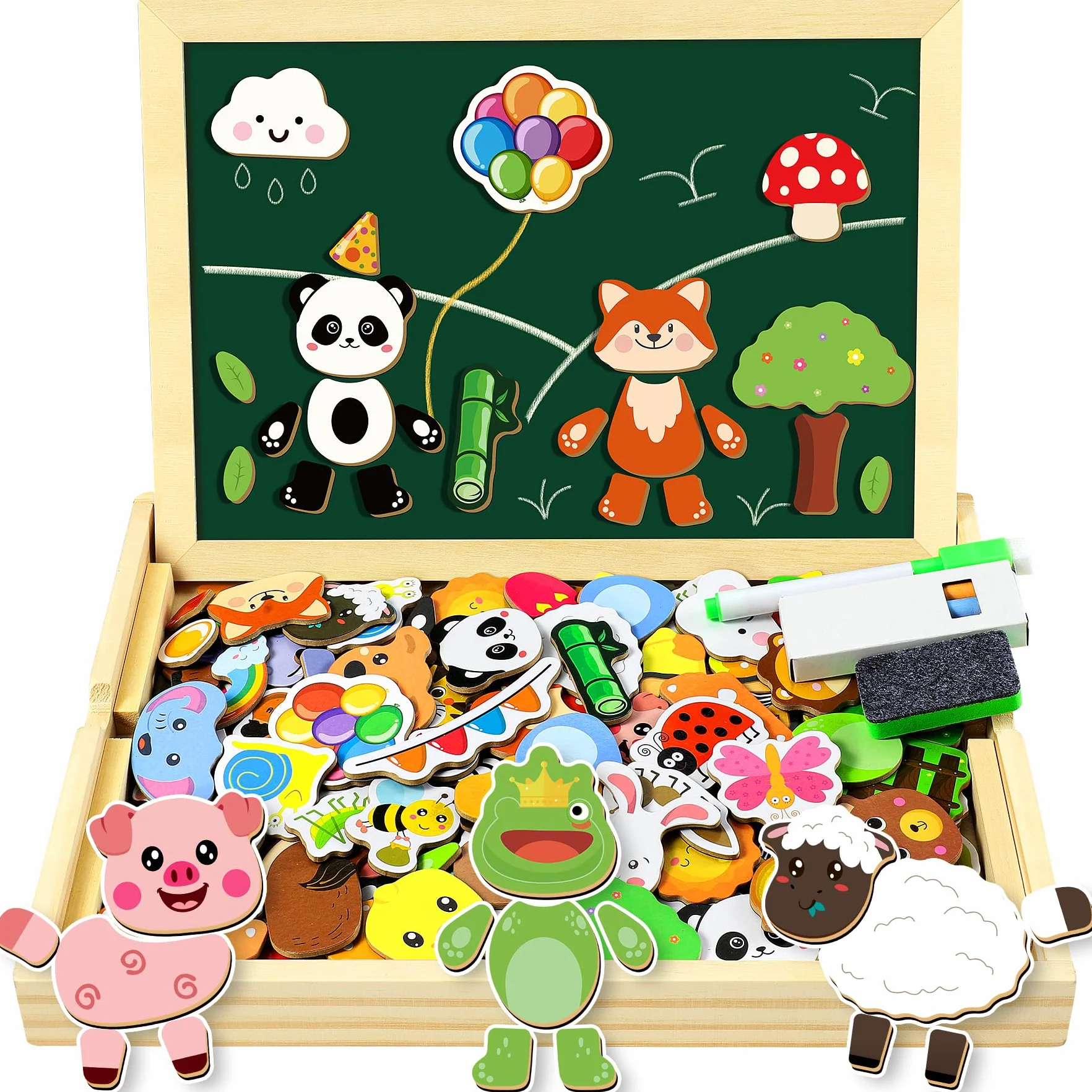 COOLJOY Magnétique Puzzle Jouet Enfant 3 Ans, Jeux en Bois Double Face, Jouets Educatif pour 3 4 5 Ans