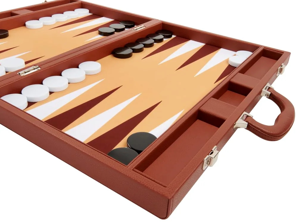 Jeu de Backgammon de Voyage 48 x 64 cm – Brun désert – Silverman & Co.